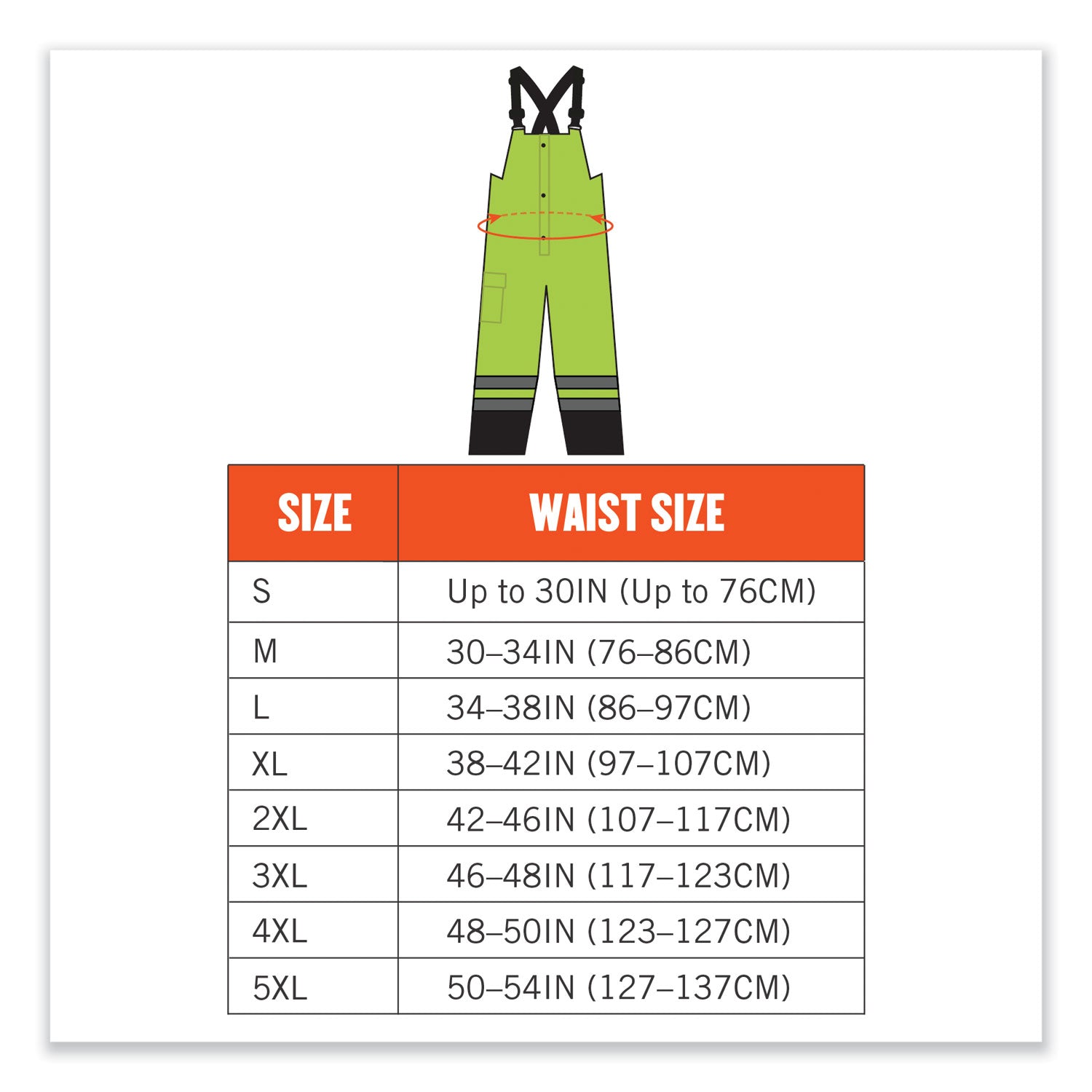 ergodyne® GloWear 8918BK Class E Hi-Vis Rain Bibs Black Bottom, Small, Lime