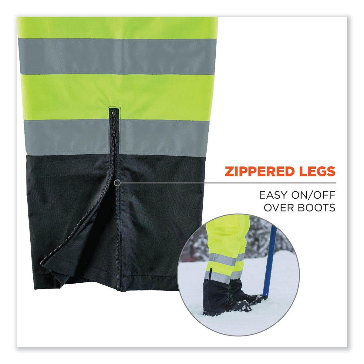 ergodyne® GloWear 8918BK Class E Hi-Vis Rain Bibs Black Bottom, 4X-Large, Lime