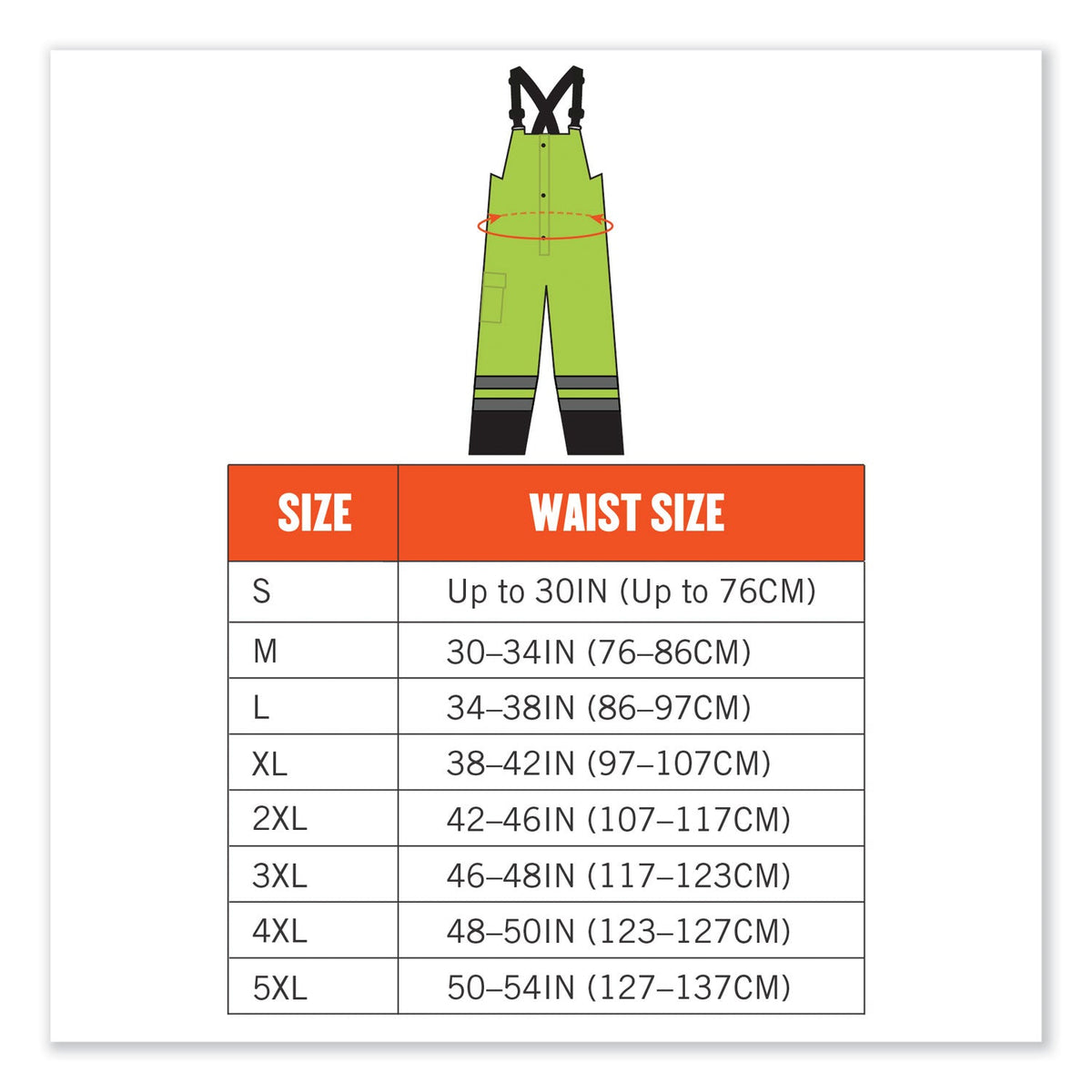 ergodyne® GloWear 8918BK Class E Hi-Vis Rain Bibs Black Bottom, 4X-Large, Lime