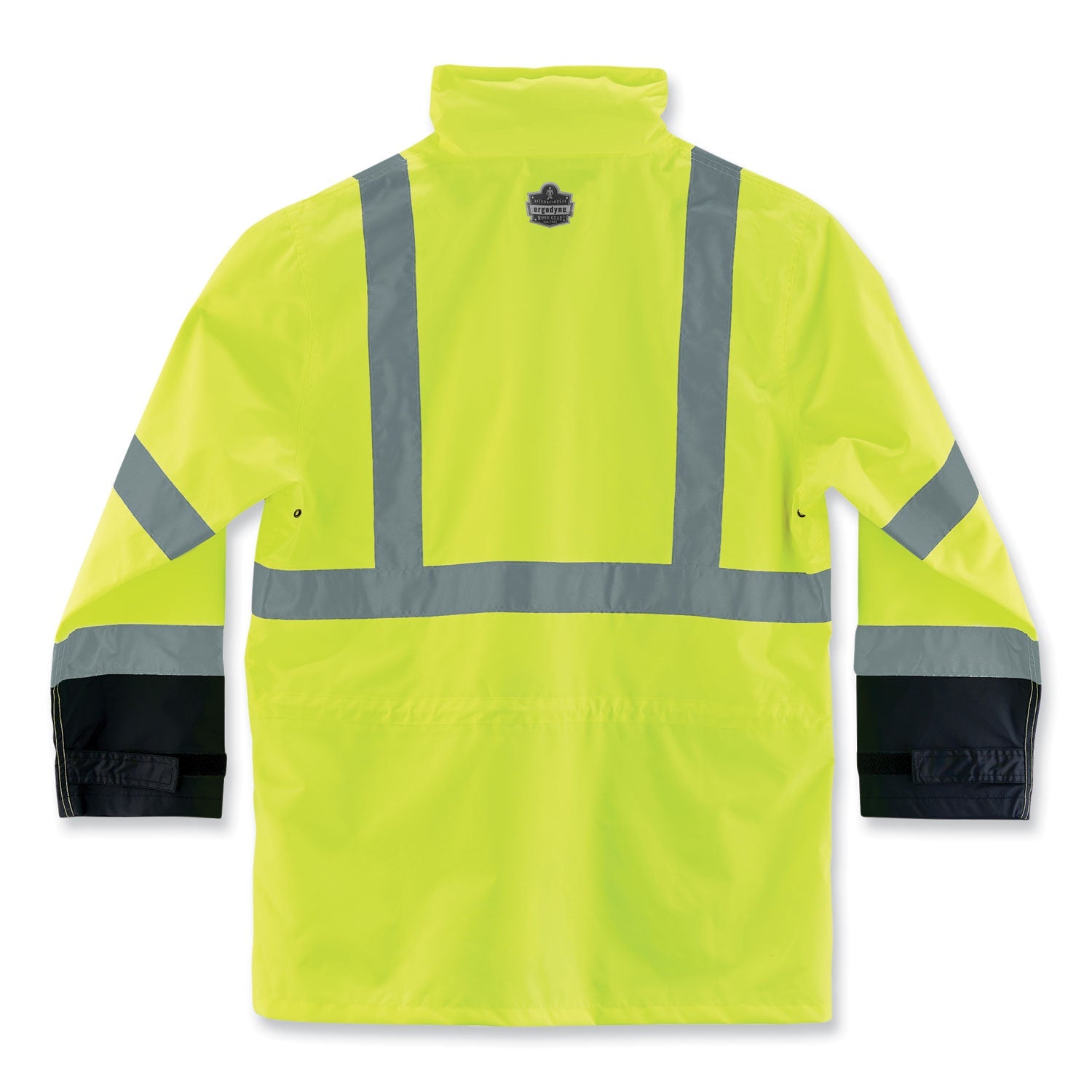 ergodyne® GloWear 8365BK Class 3 Hi-Vis Rain Jacket Black Bottom, Medium, Lime