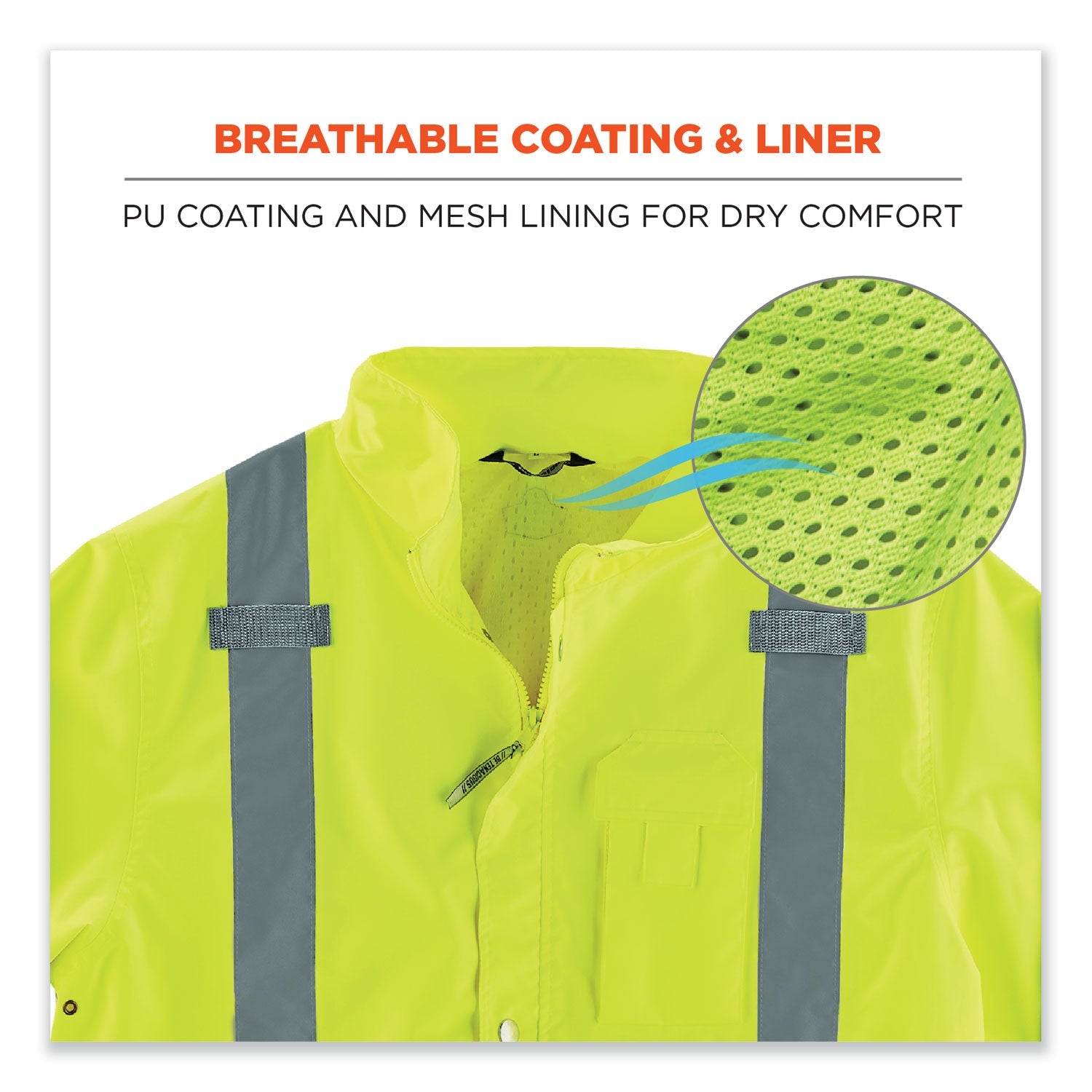 ergodyne® GloWear 8365BK Class 3 Hi-Vis Rain Jacket Black Bottom, 3X-Large, Lime