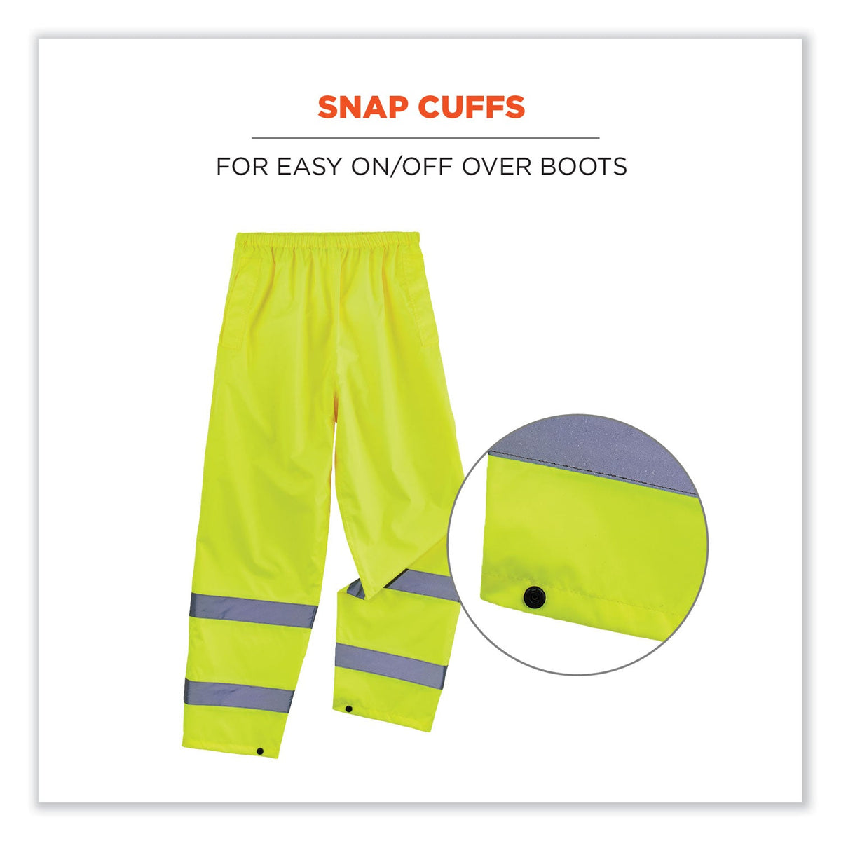 ergodyne® GloWear 8916 Class E Lightweight Hi-Vis Rain Pants, 4X-Large, Lime