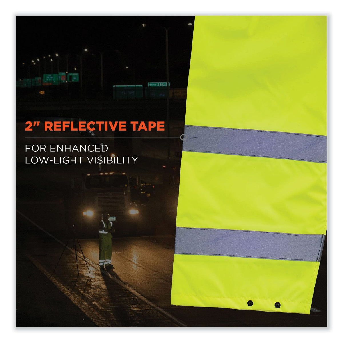 ergodyne® GloWear 8916 Class E Lightweight Hi-Vis Rain Pants, 4X-Large, Lime