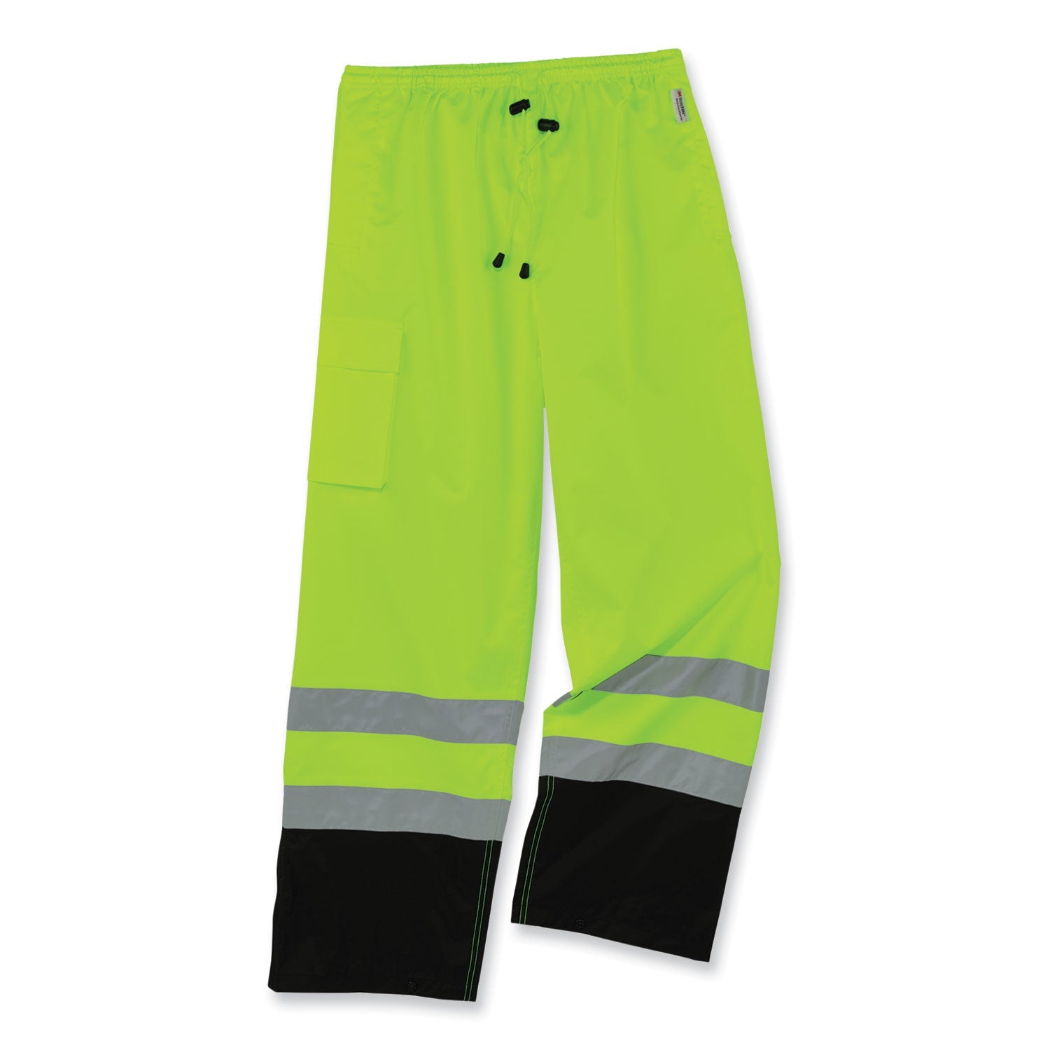 ergodyne® GloWear 8915BK Class E Hi-Vis Rain Pants Black Bottom, Large, Lime