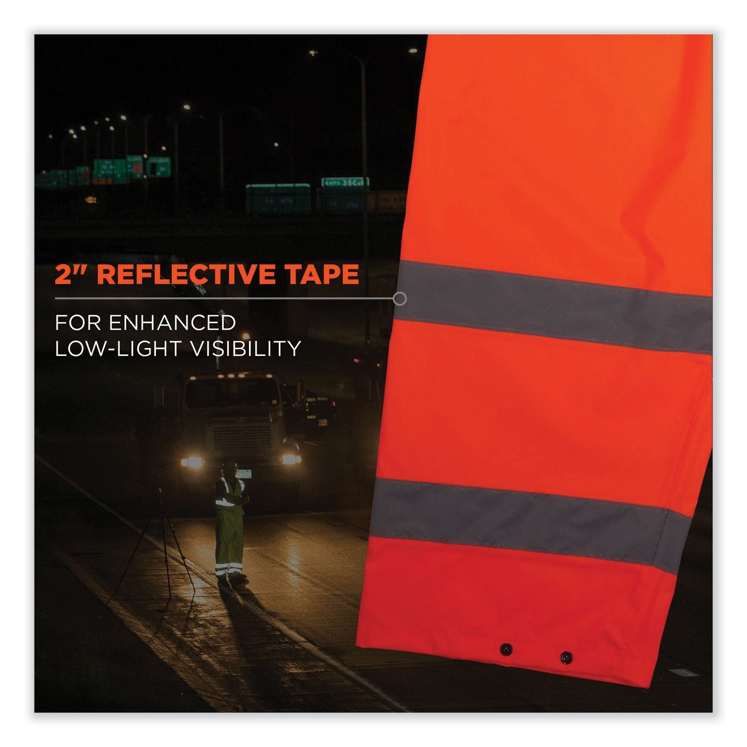 ergodyne® GloWear 8916 Class E Lightweight Hi-Vis Rain Pants, 3X-Large, Orange