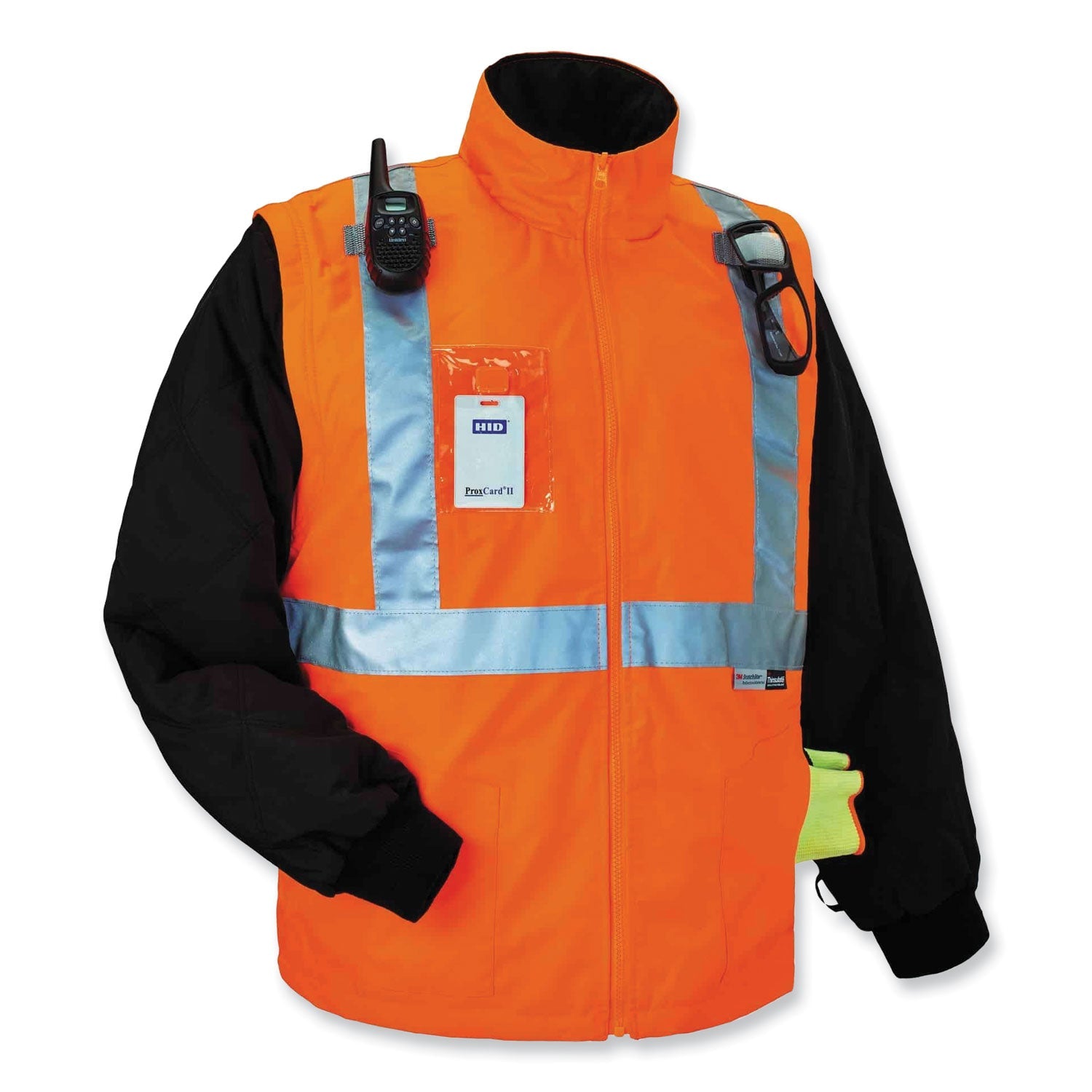 ergodyne® GloWear 8287 Class 2 Hi-Vis Jacket with Removable Sleeves, Large, Orange