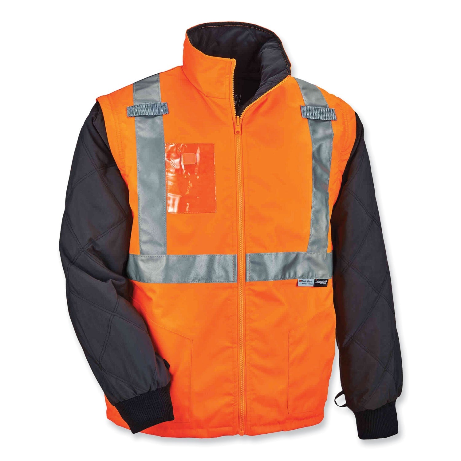 ergodyne® GloWear 8287 Class 2 Hi-Vis Jacket with Removable Sleeves, X-Large, Orange