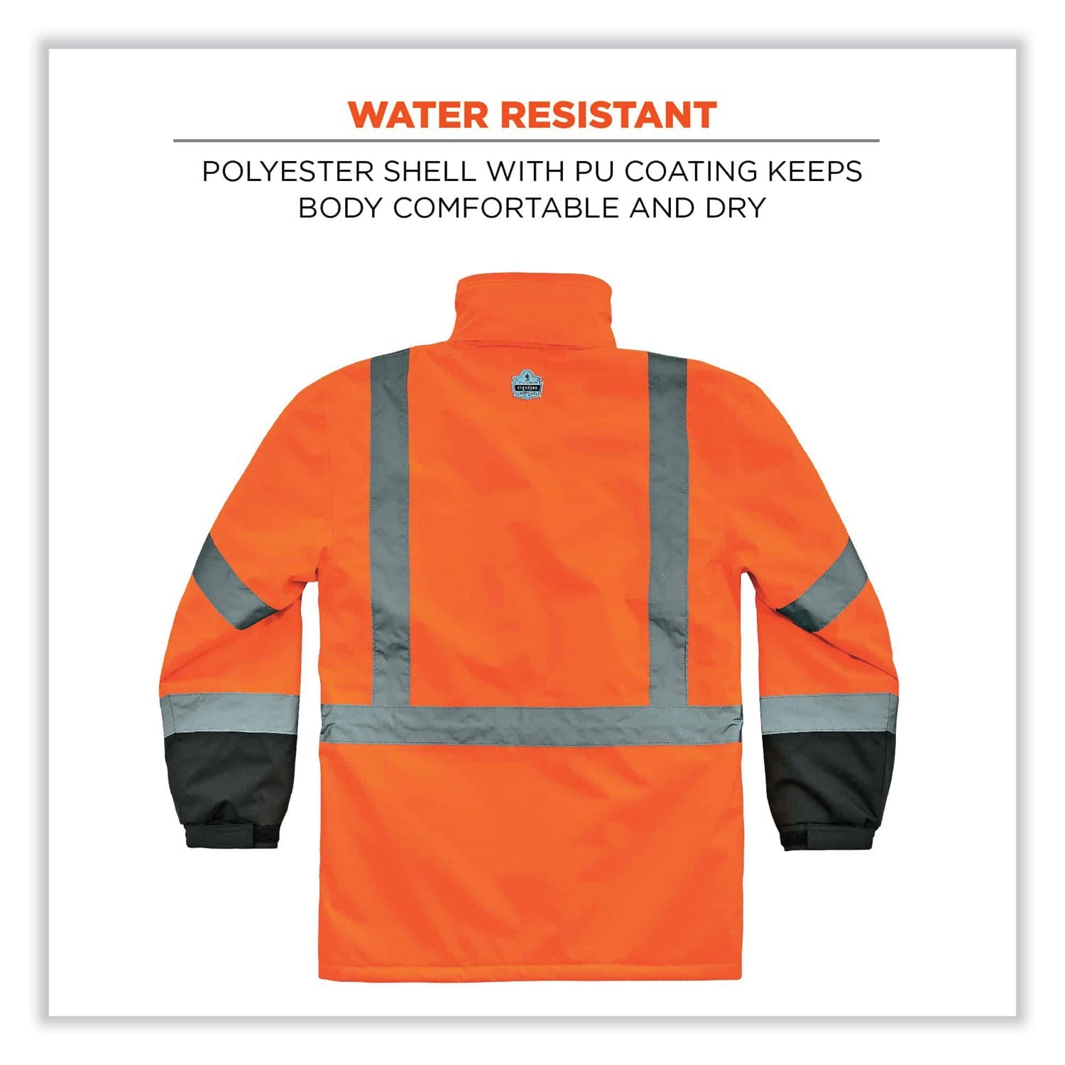ergodyne® GloWear 8384 Class 3 Hi-Vis Quilted Thermal Parka, Small, Orange
