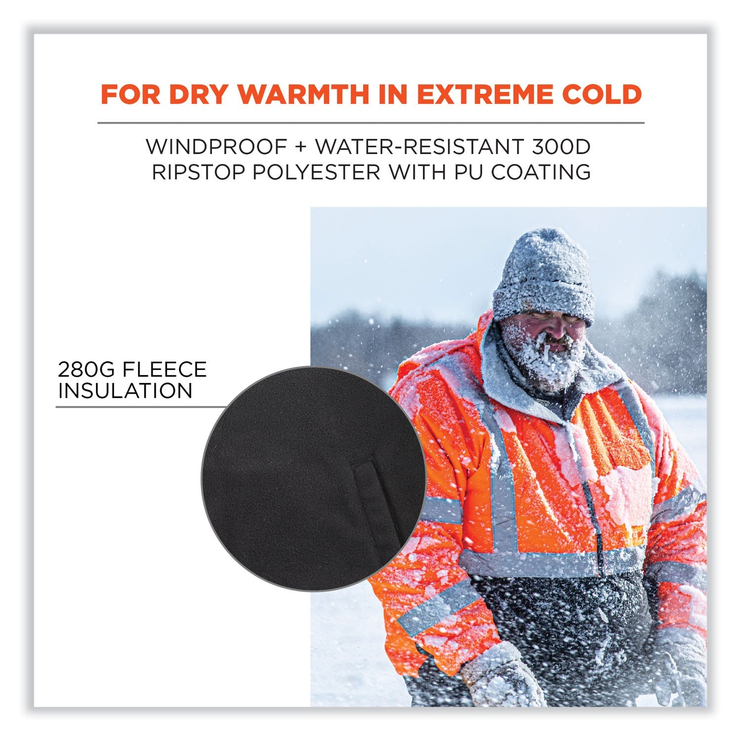 ergodyne® GloWear 8381 Class 3 Hi-Vis 4-in-1 Quilted Bomber Jacket, Orange, 3X-Large