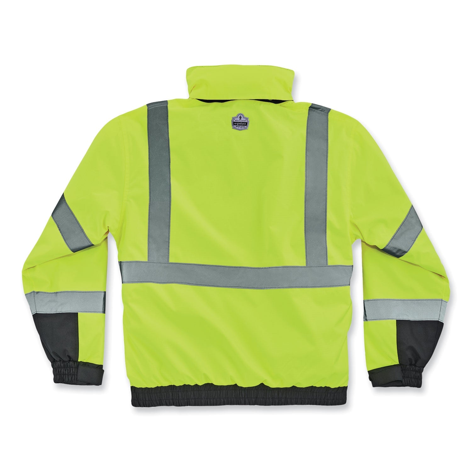 ergodyne® GloWear 8381 Class 3 Hi-Vis 4-in-1 Quilted Bomber Jacket, Lime, Large