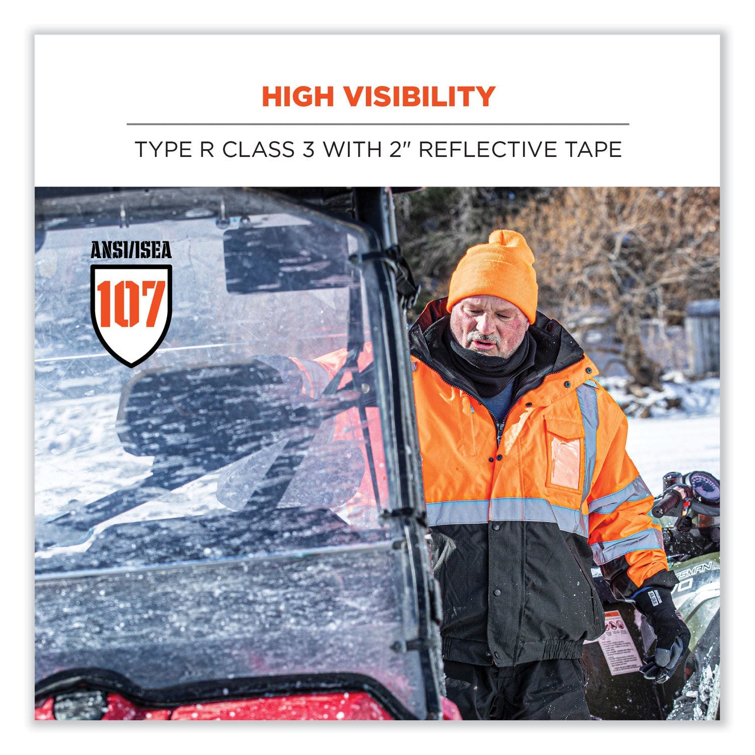 ergodyne® GloWear 8381 Class 3 Hi-Vis 4-in-1 Quilted Bomber Jacket, Lime, Large