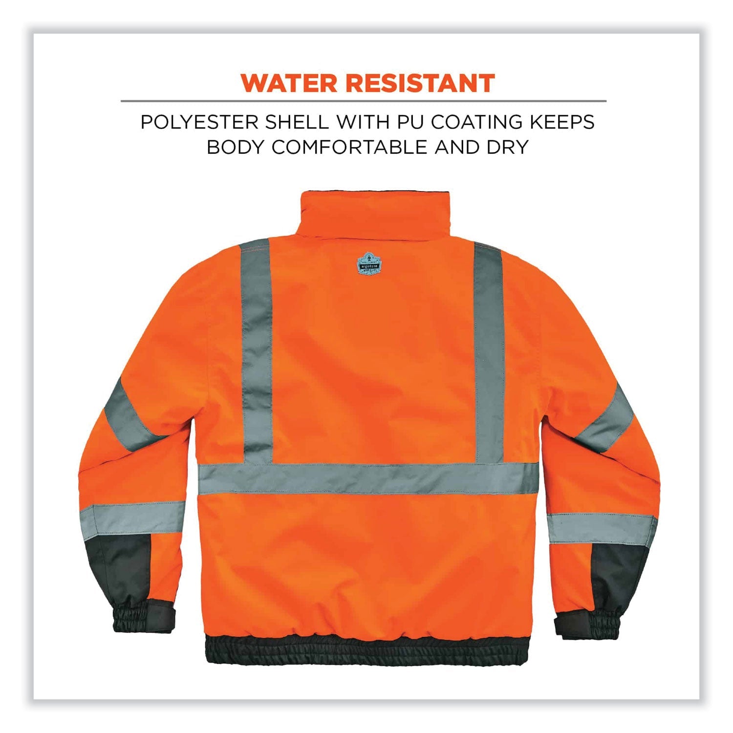 ergodyne® GloWear 8377 Class 3 Hi-Vis Quilted Bomber Jacket, Orange, Small