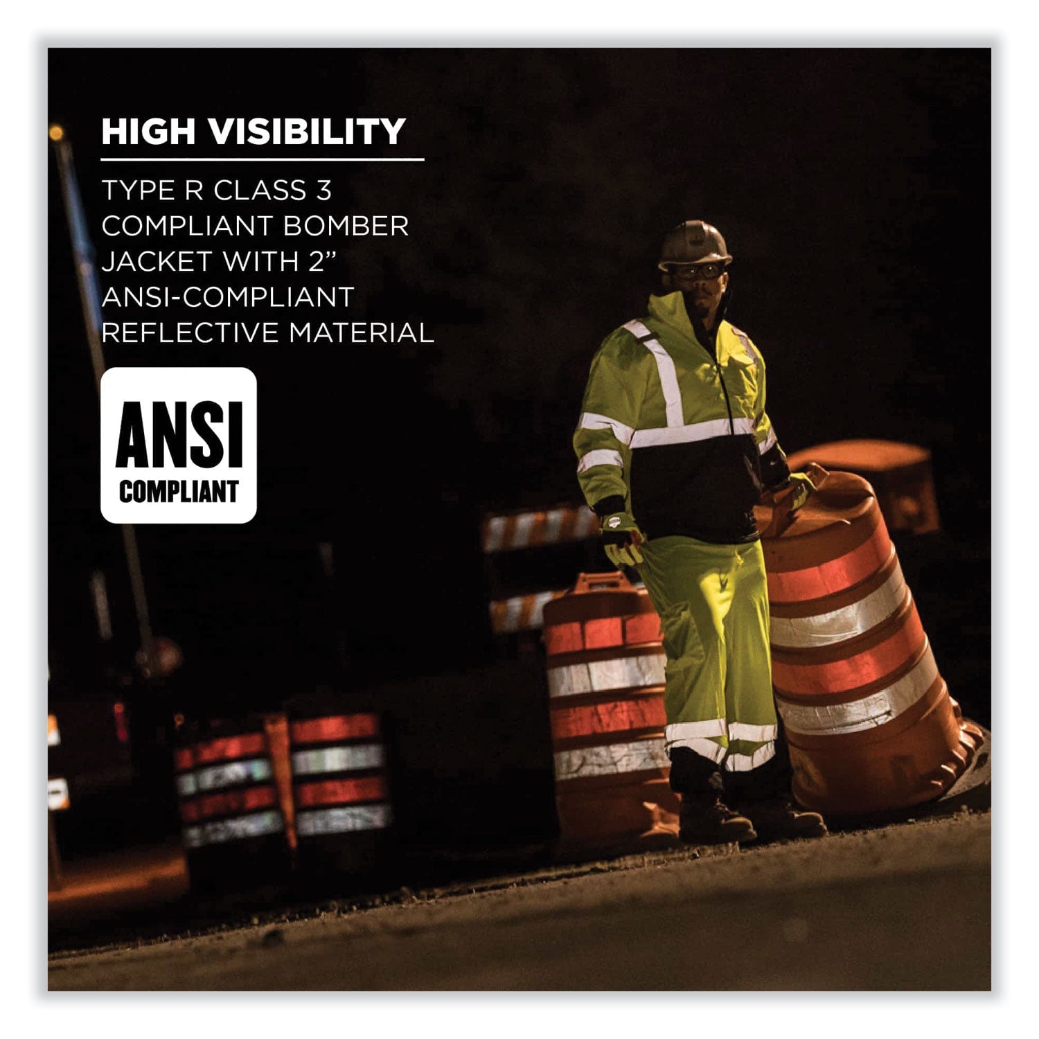 ergodyne® GloWear 8377 Class 3 Hi-Vis Quilted Bomber Jacket, Orange, Small