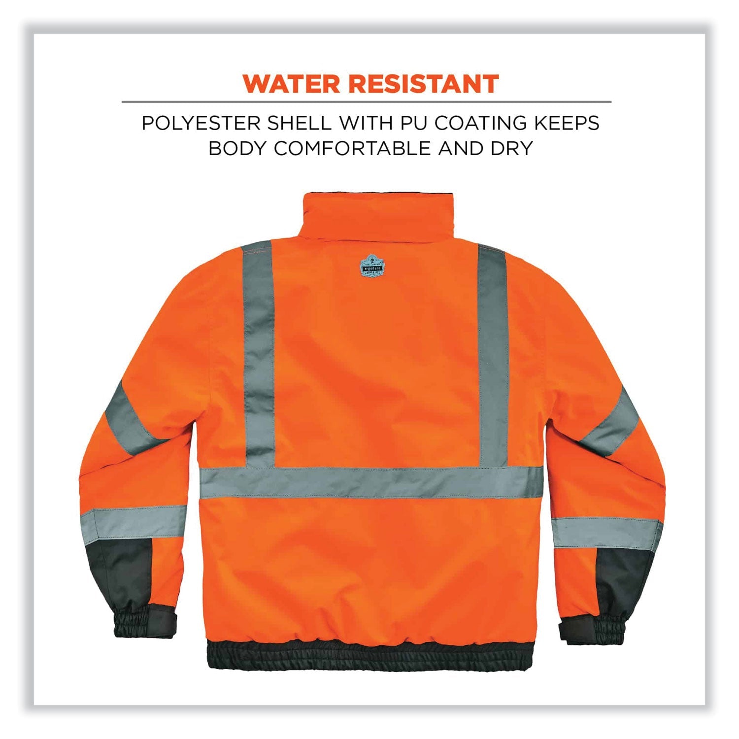 ergodyne® GloWear 8377 Class 3 Hi-Vis Quilted Bomber Jacket, Orange, 4X-Large