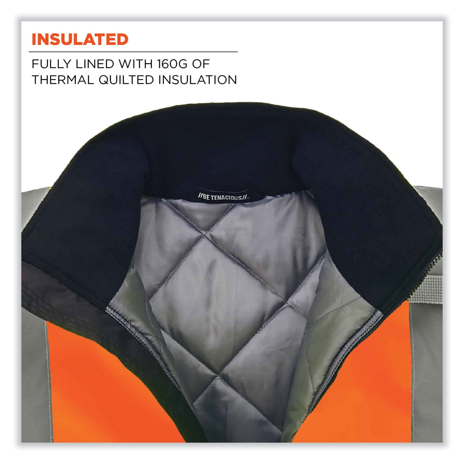 ergodyne® GloWear 8377 Class 3 Hi-Vis Quilted Bomber Jacket, Orange, 4X-Large