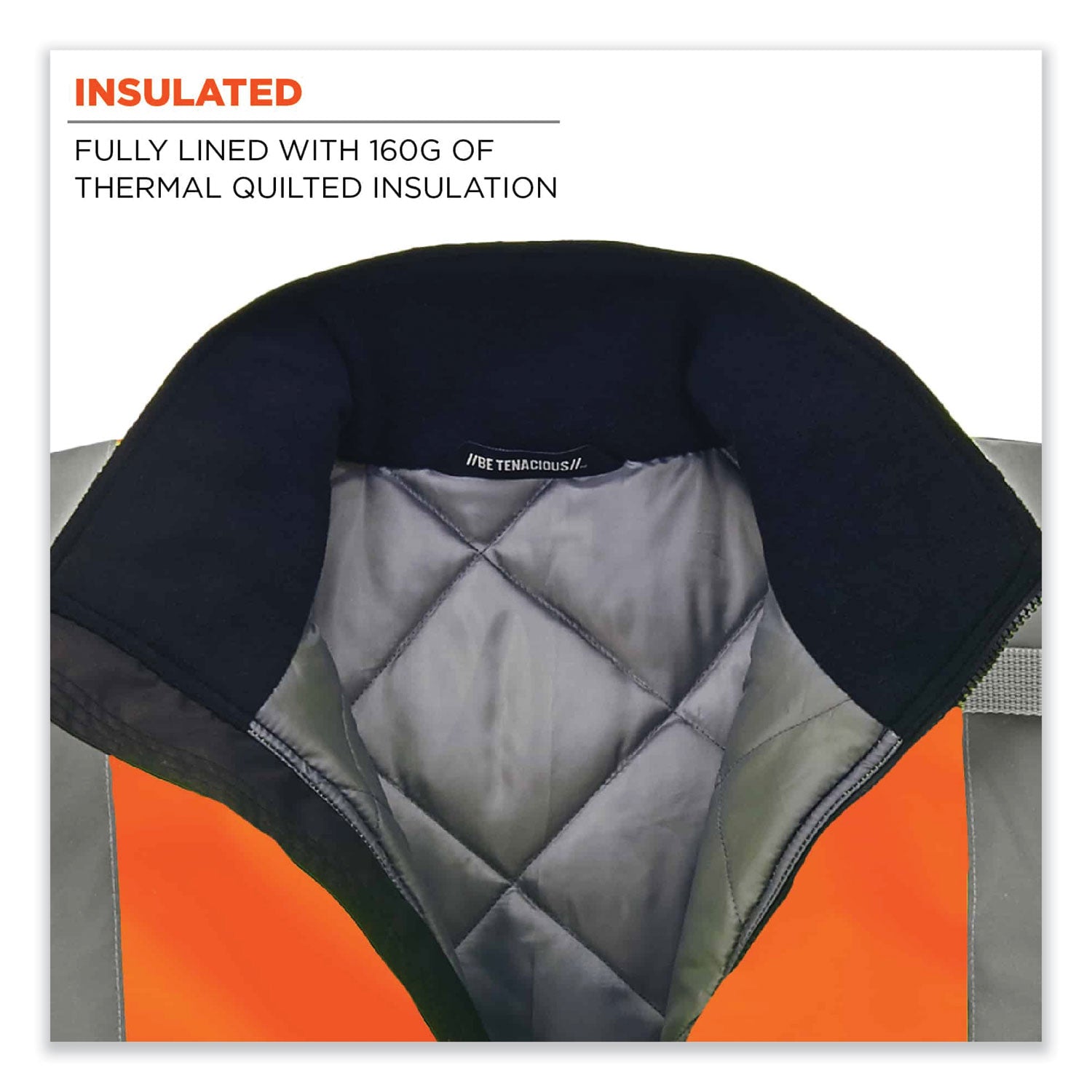 ergodyne® GloWear 8377 Class 3 Hi-Vis Quilted Bomber Jacket, Orange, 5X-Large