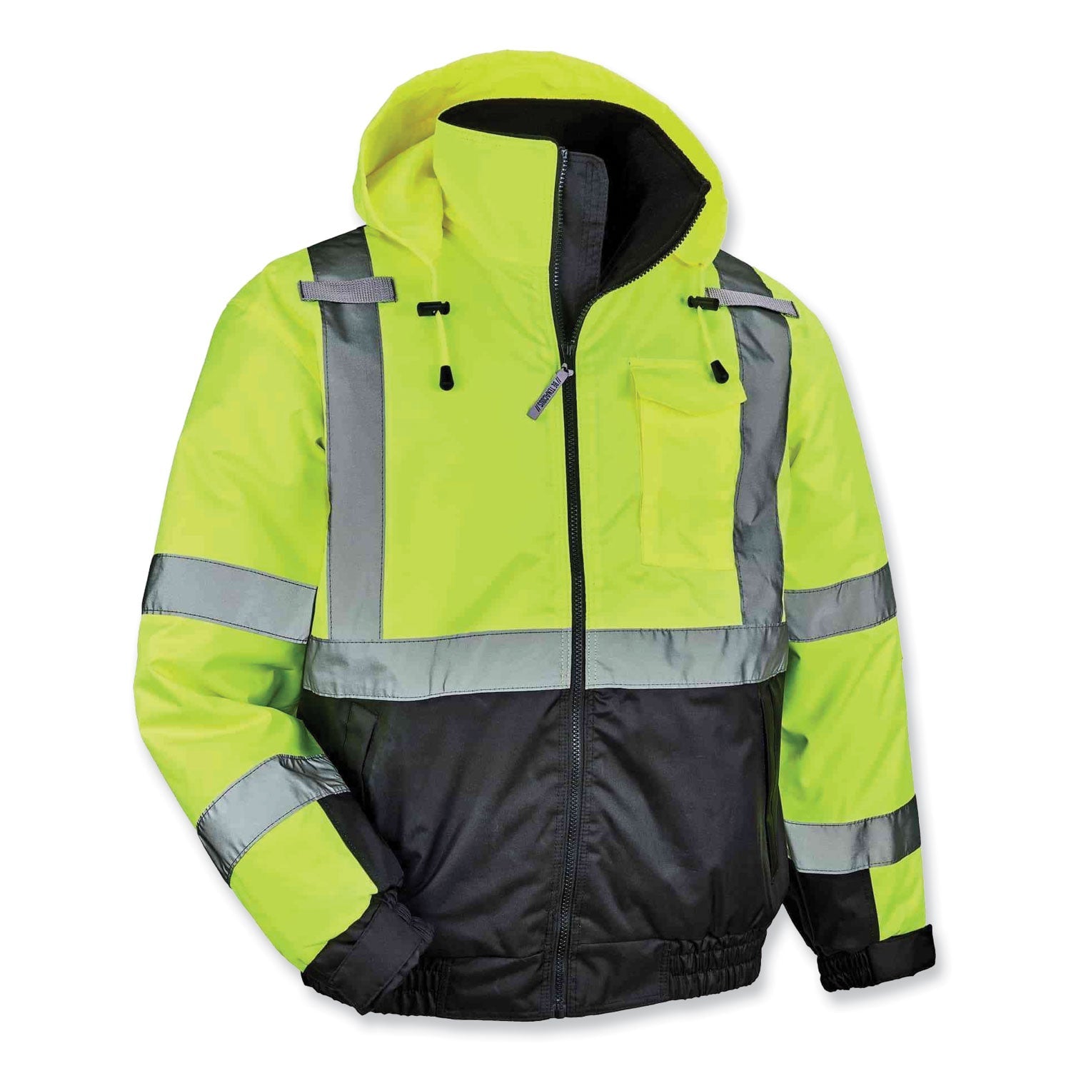 ergodyne® GloWear 8377 Class 3 Hi-Vis Quilted Bomber Jacket, Lime, Small