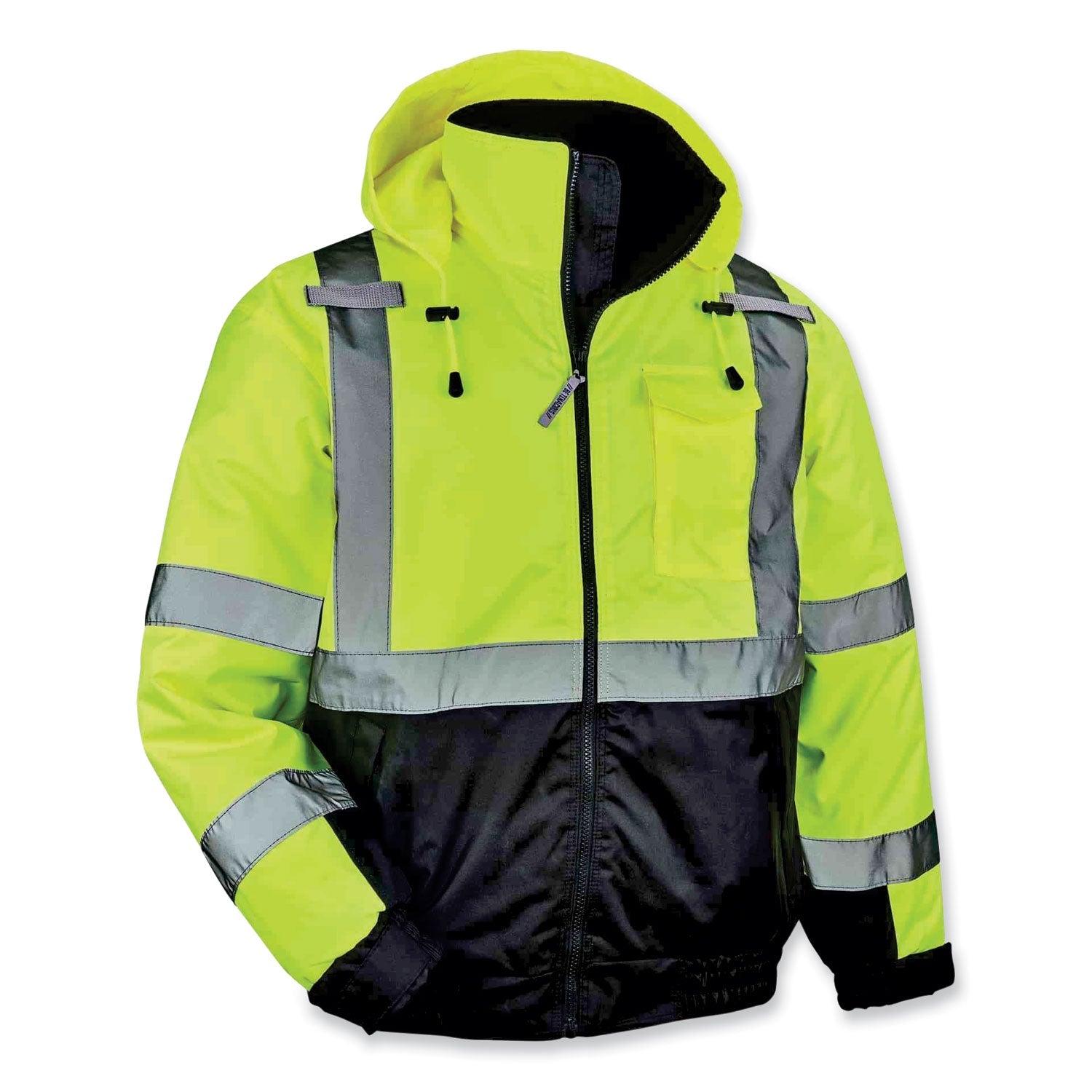 ergodyne® GloWear 8377 Class 3 Hi-Vis Quilted Bomber Jacket, Lime, 5X-Large