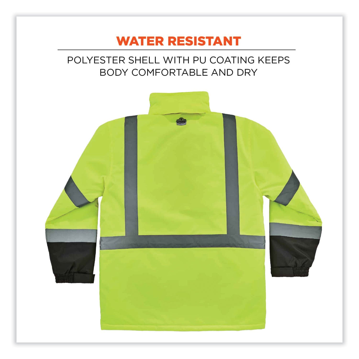 ergodyne® GloWear 8384 Class 3 Hi-Vis Quilted Thermal Parka, X-Large, Lime