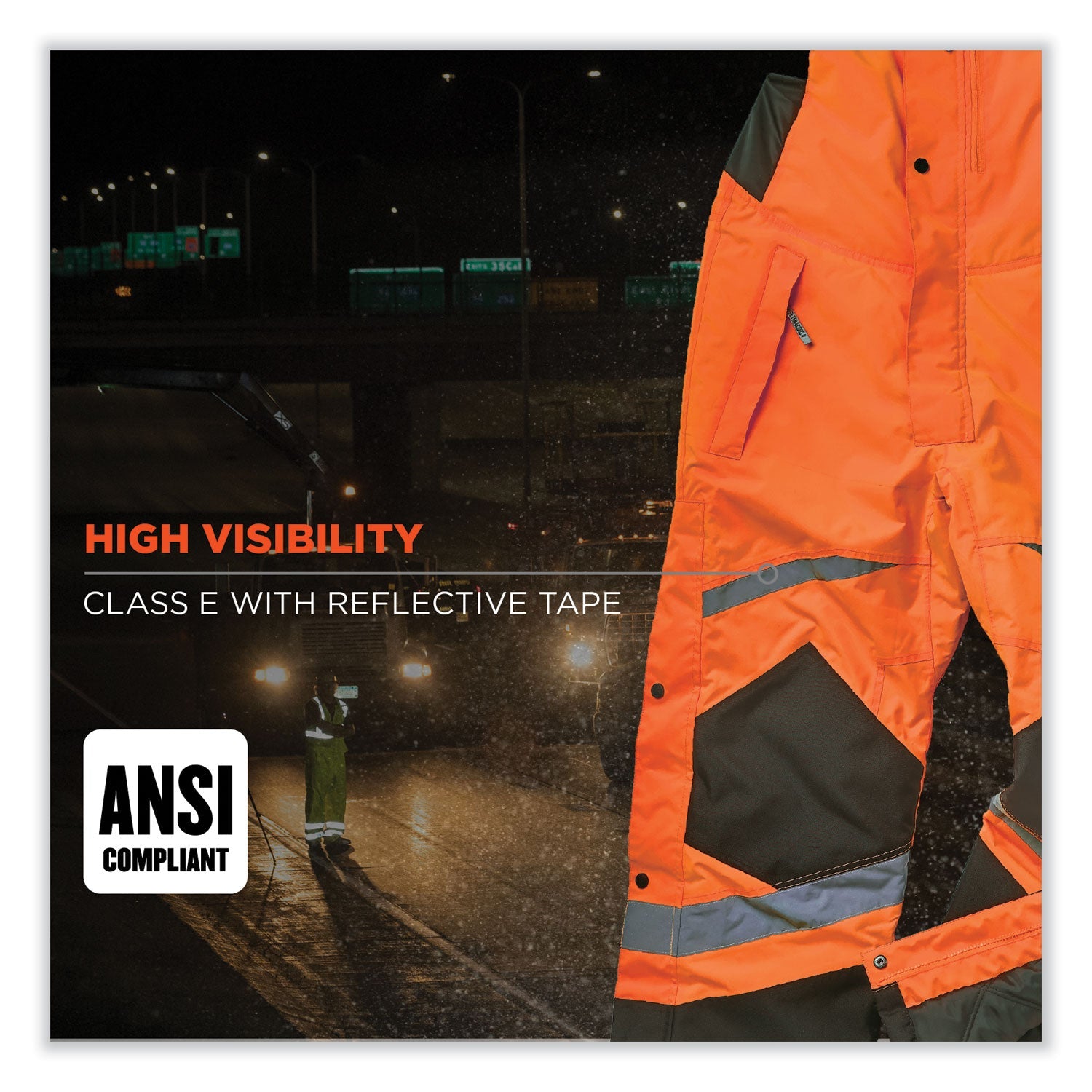 ergodyne® GloWear 8928 Class E Hi-Vis Insulated Bibs, 5X-Large, Orange