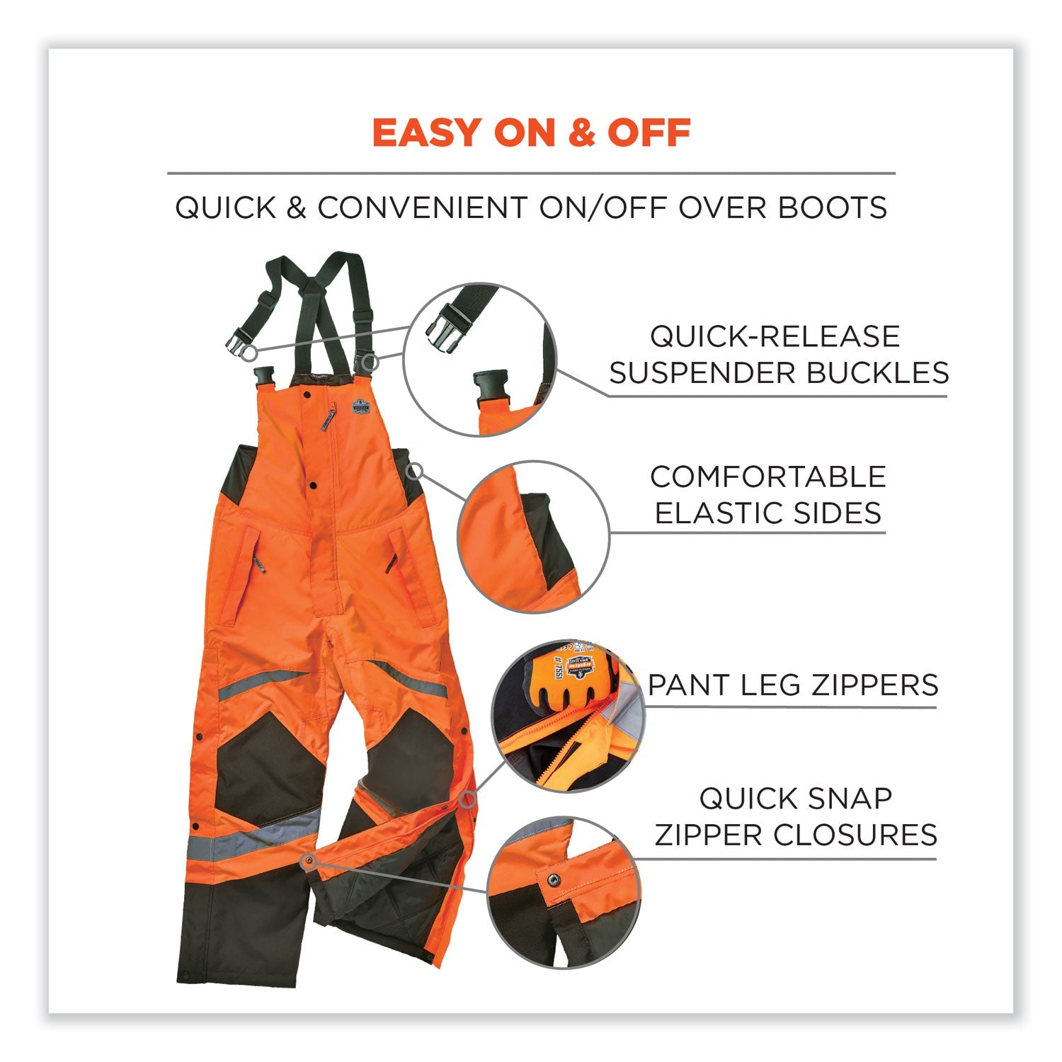 ergodyne® GloWear 8928 Class E Hi-Vis Insulated Bibs, 5X-Large, Orange