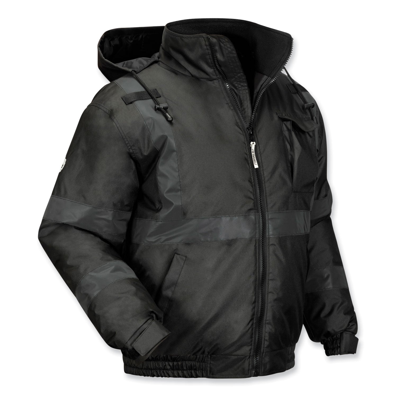 ergodyne® GloWear 8377EV Non-Certified Hi-Vis Quilted Bomber Jacket, Black, 5X-Large