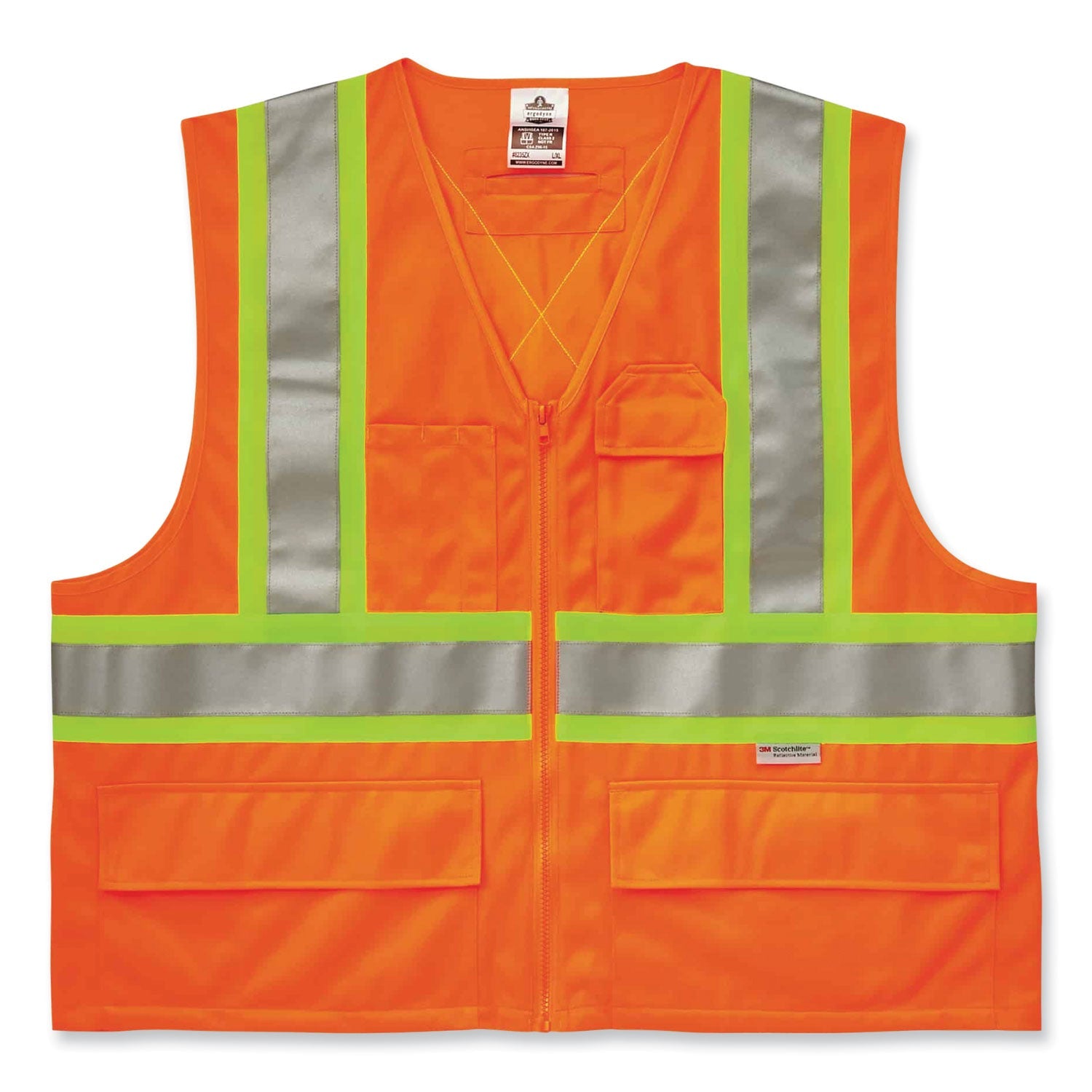 ergodyne® GloWear 8235ZX Class 2 Two-Tone X-Back Vest, Polyester, Small/Medium, Orange