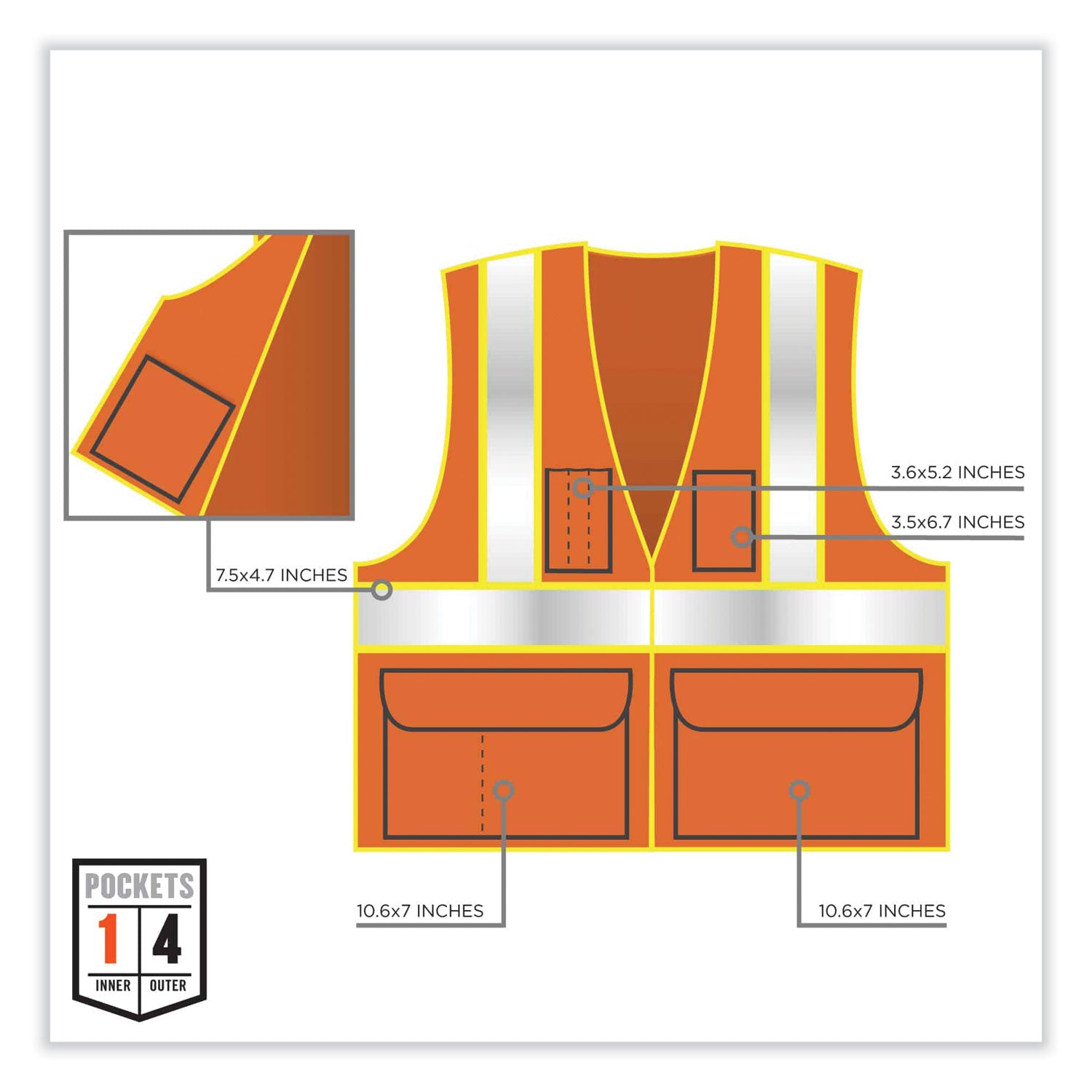 ergodyne® GloWear 8235ZX Class 2 Two-Tone X-Back Vest, Polyester, 2X-Large/3X-Large, Orange