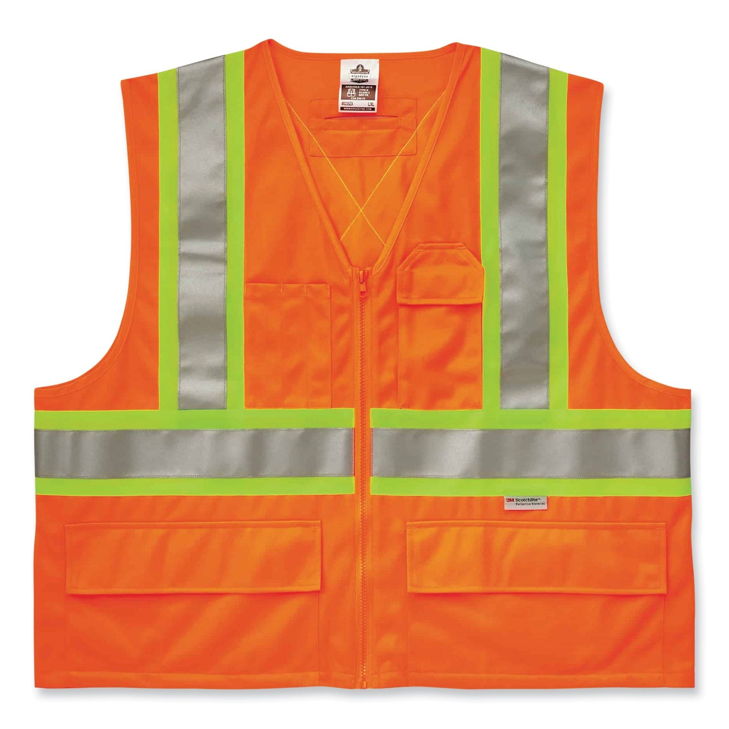 ergodyne® GloWear 8235ZX Class 2 Two-Tone X-Back Vest, Polyester, 2X-Large/3X-Large, Orange