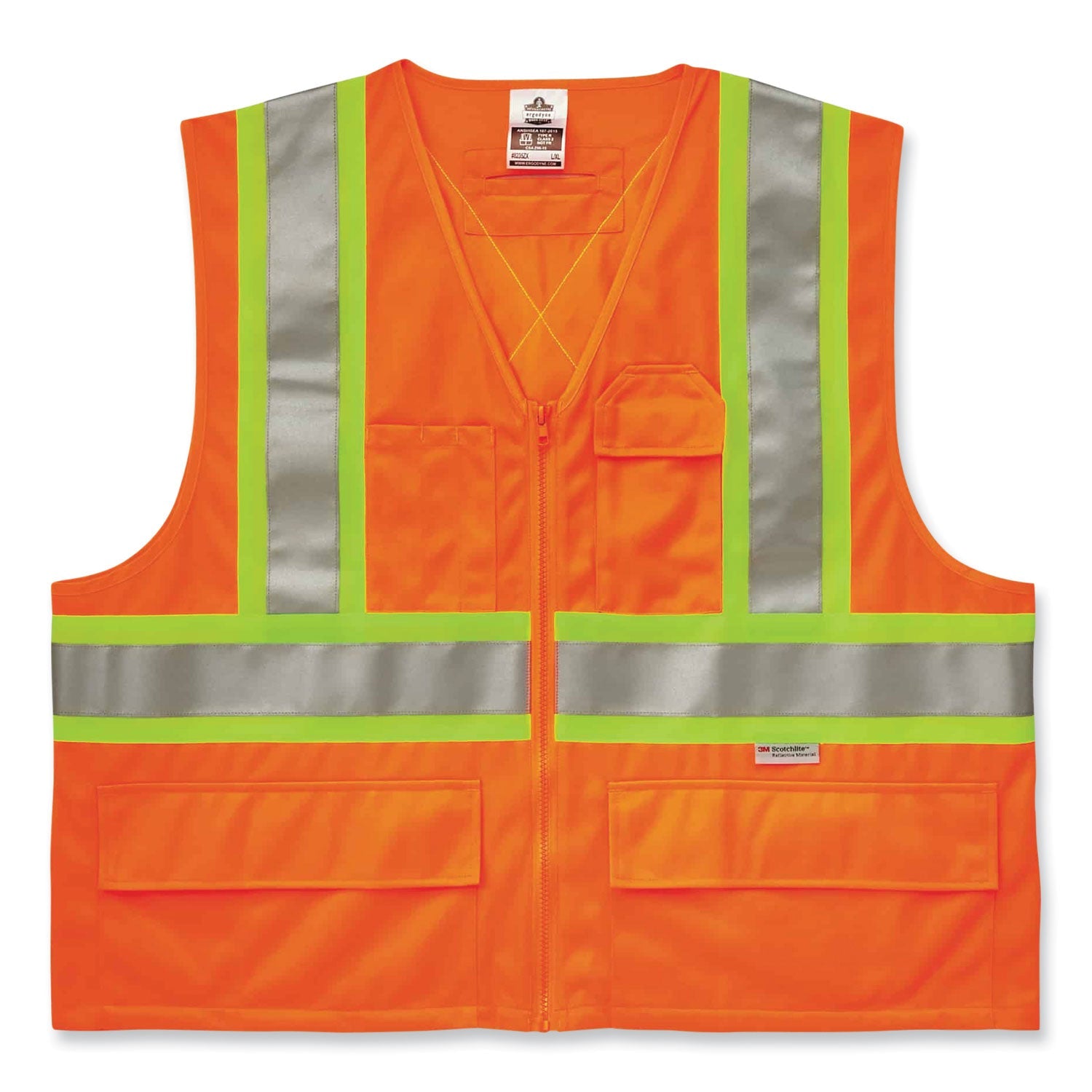 ergodyne® GloWear 8235ZX Class 2 Two-Tone X-Back Vest, Polyester, 4X-Large/5X-Large, Orange