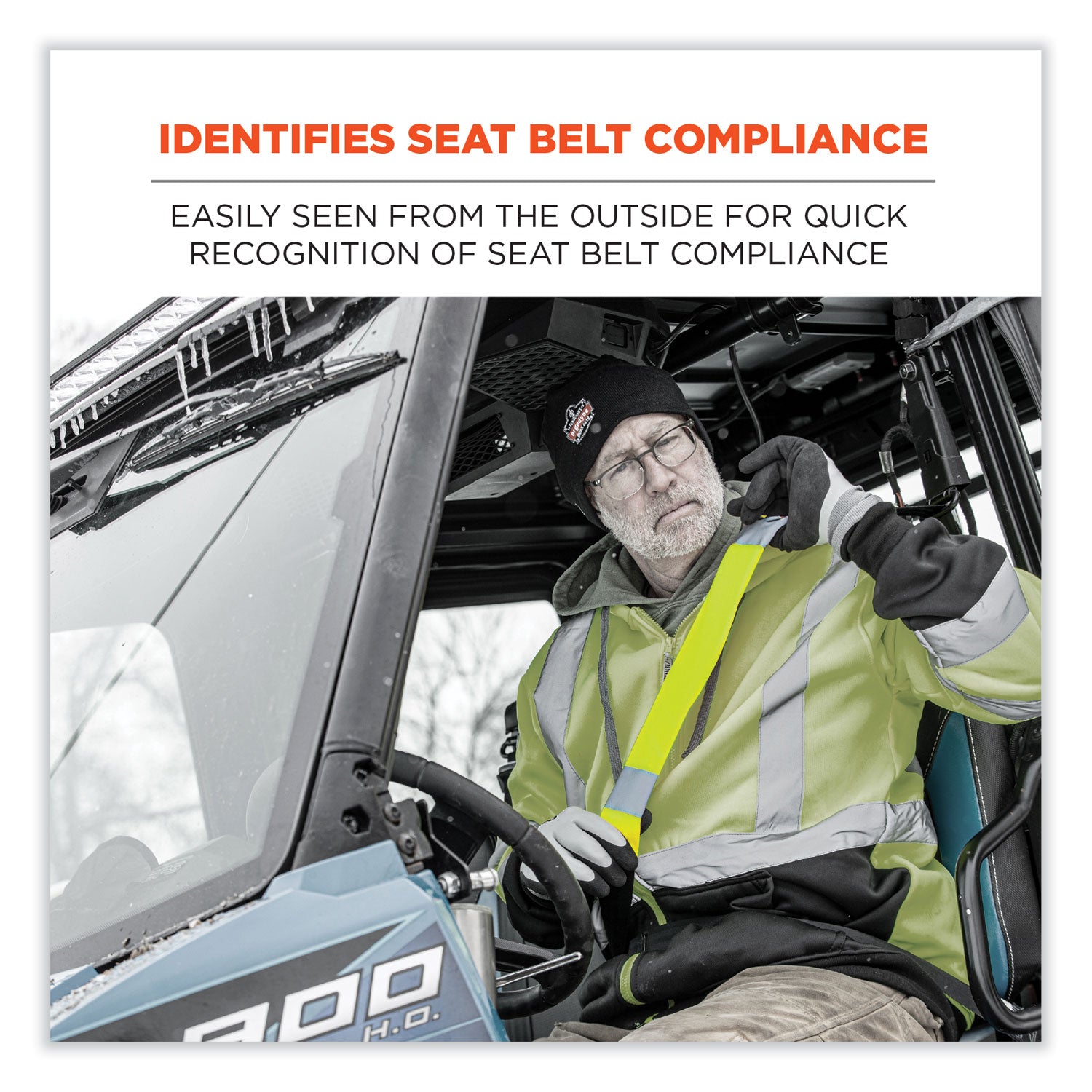 ergodyne® GloWear 8004 Hi-Vis Seat Belt Cover, 6" x 18.5", Lime