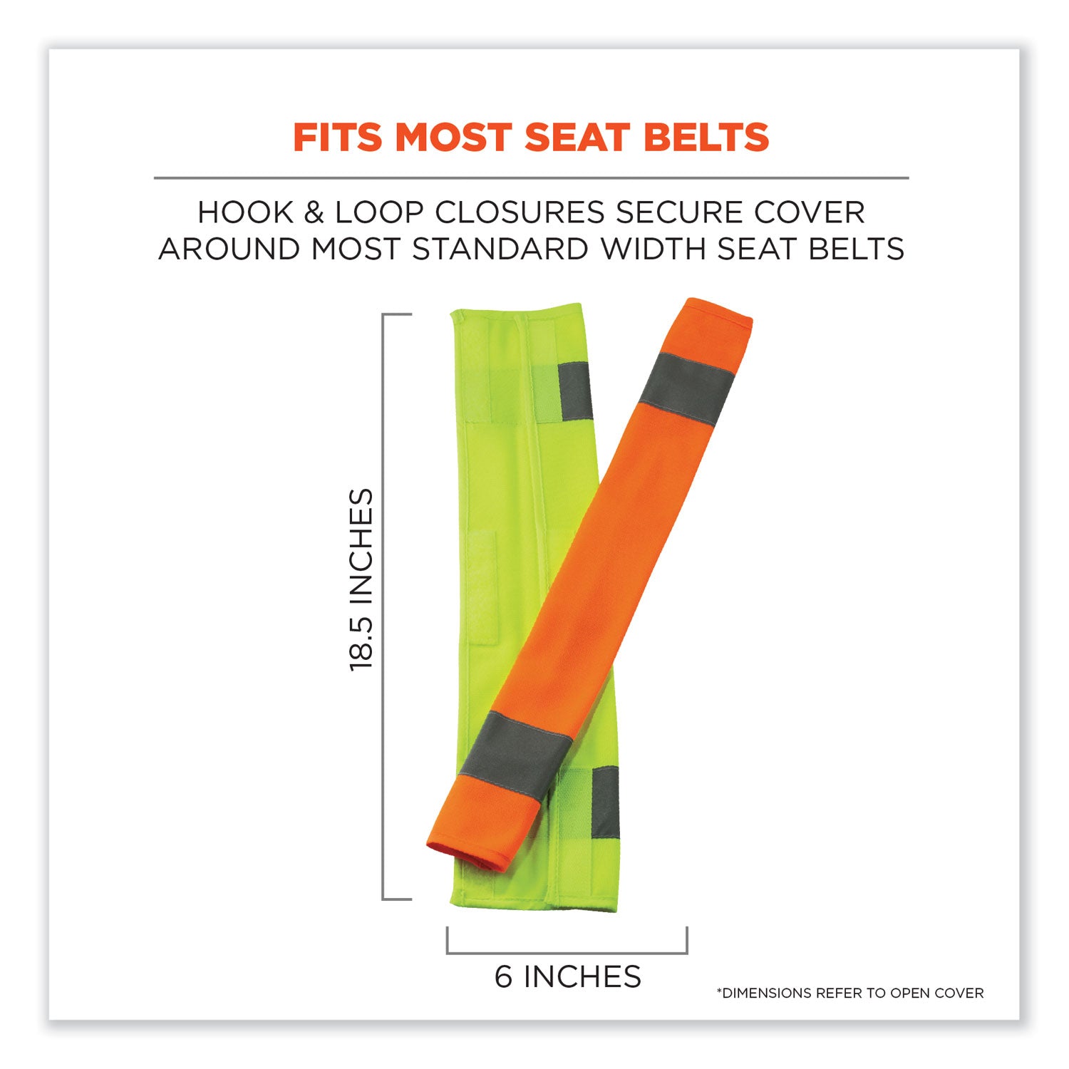 ergodyne® GloWear 8004 Hi-Vis Seat Belt Cover, 6" x 18.5", Lime