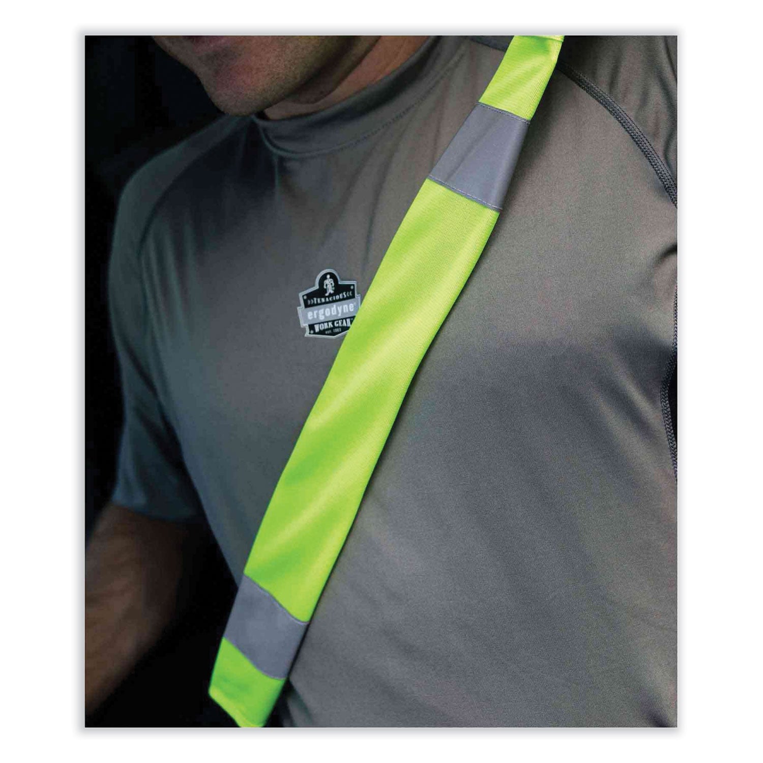 ergodyne® GloWear 8004 Hi-Vis Seat Belt Cover, 6" x 18.5", Lime