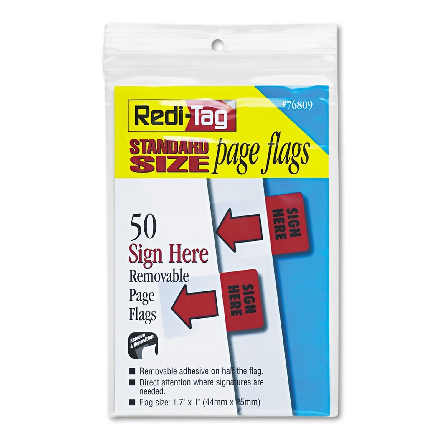 Redi-Tag® Removable/reusable Page Flags, "sign Here", Red, 50/pack