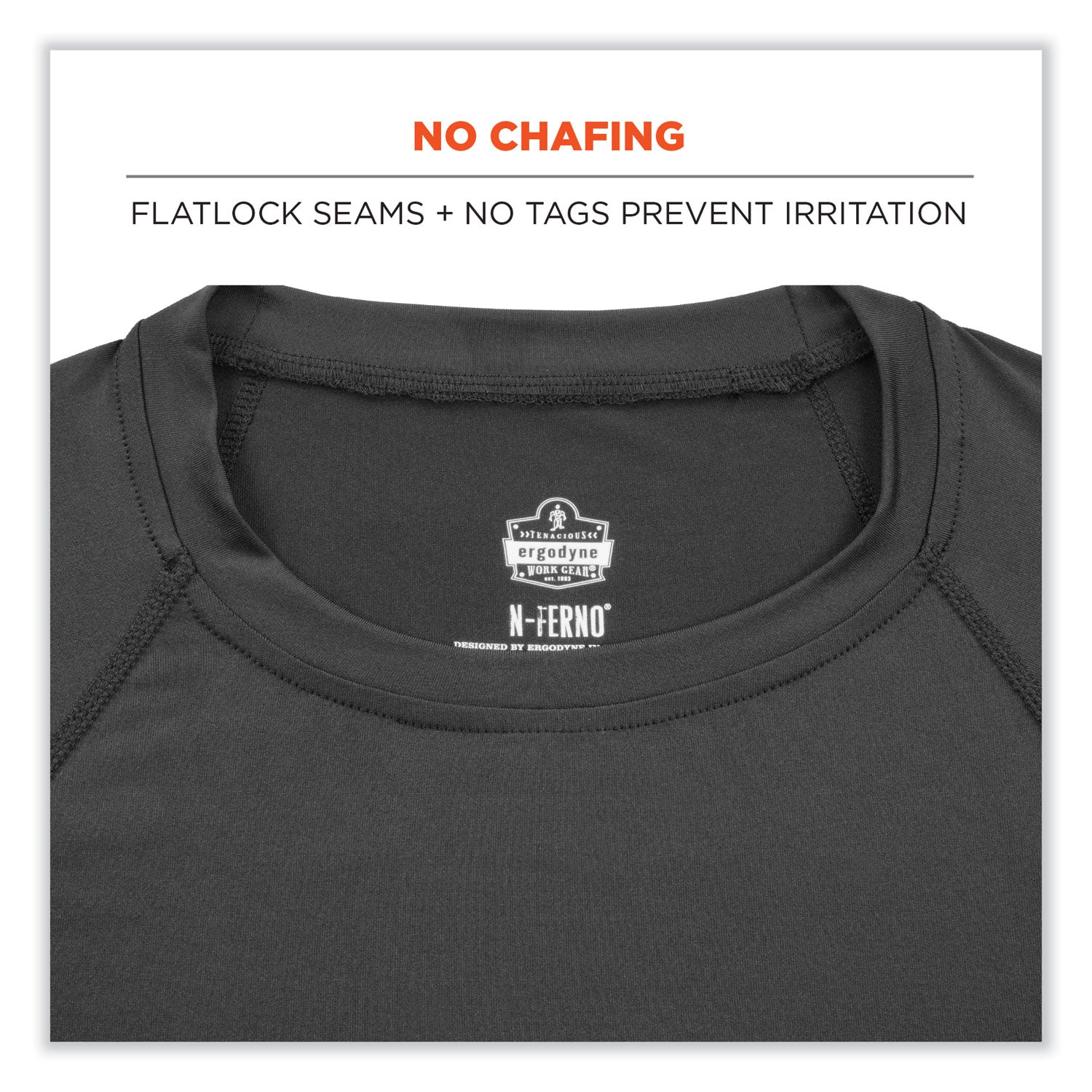 ergodyne® N-Ferno 6436 Long Sleeve Lightweight Base Layer Shirt, X-Large, Black - Bloom Skins