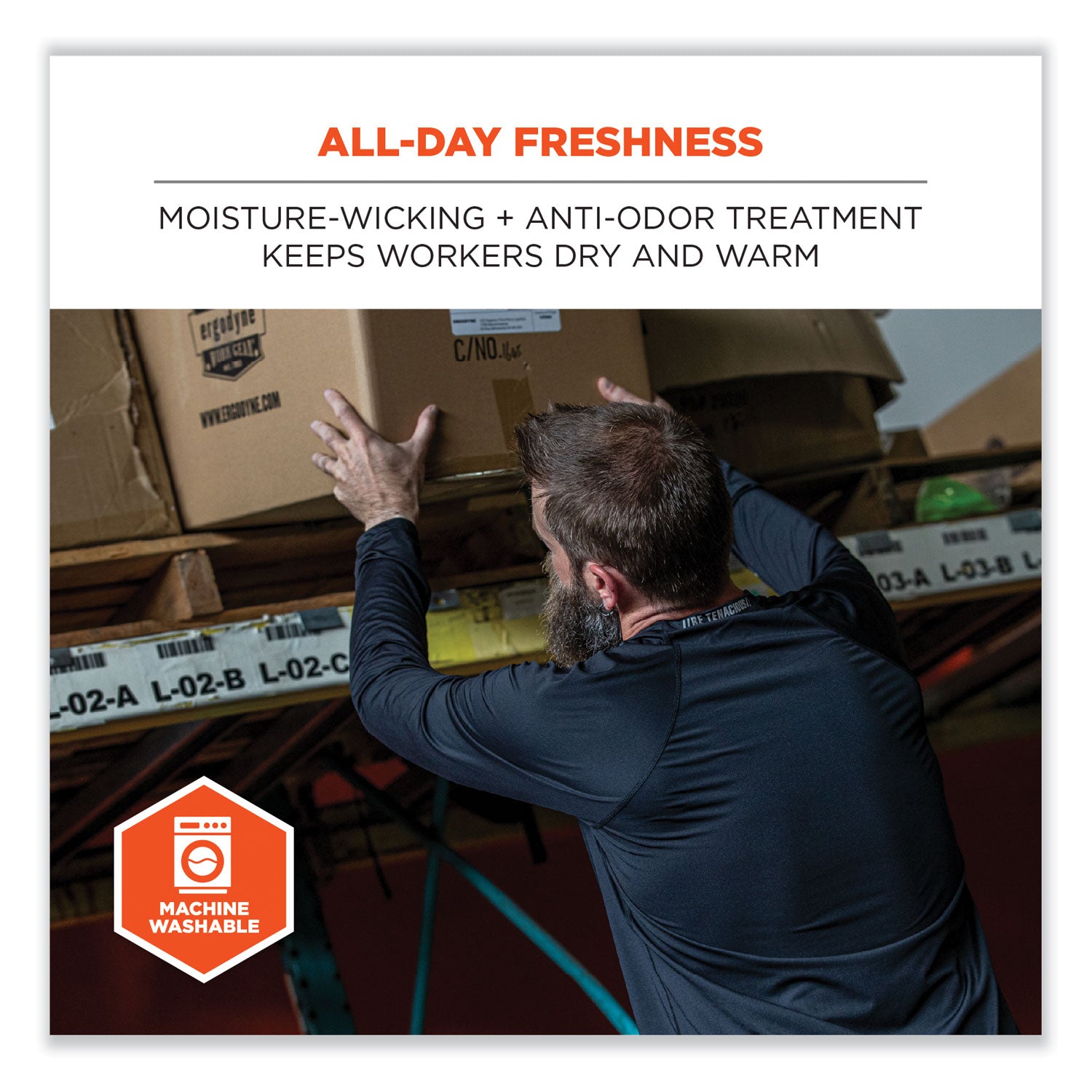 ergodyne® N-Ferno 6436 Long Sleeve Lightweight Base Layer Shirt, X-Large, Black - Bloom Skins