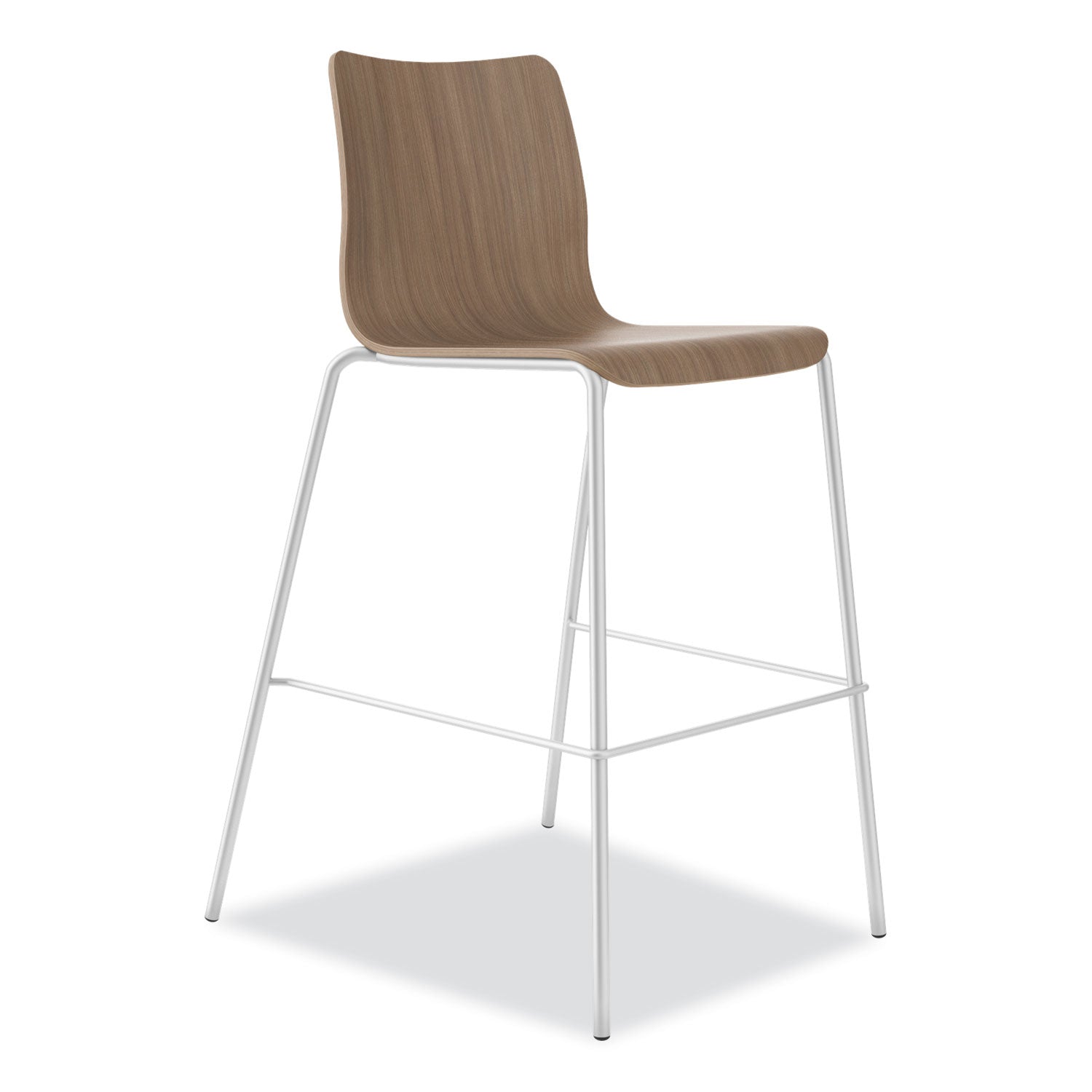 HON® Ruck Laminate Stool, Supports up to 300 lb, 30" Seat Height, Pinnacle Seat/Back, Silver Frame