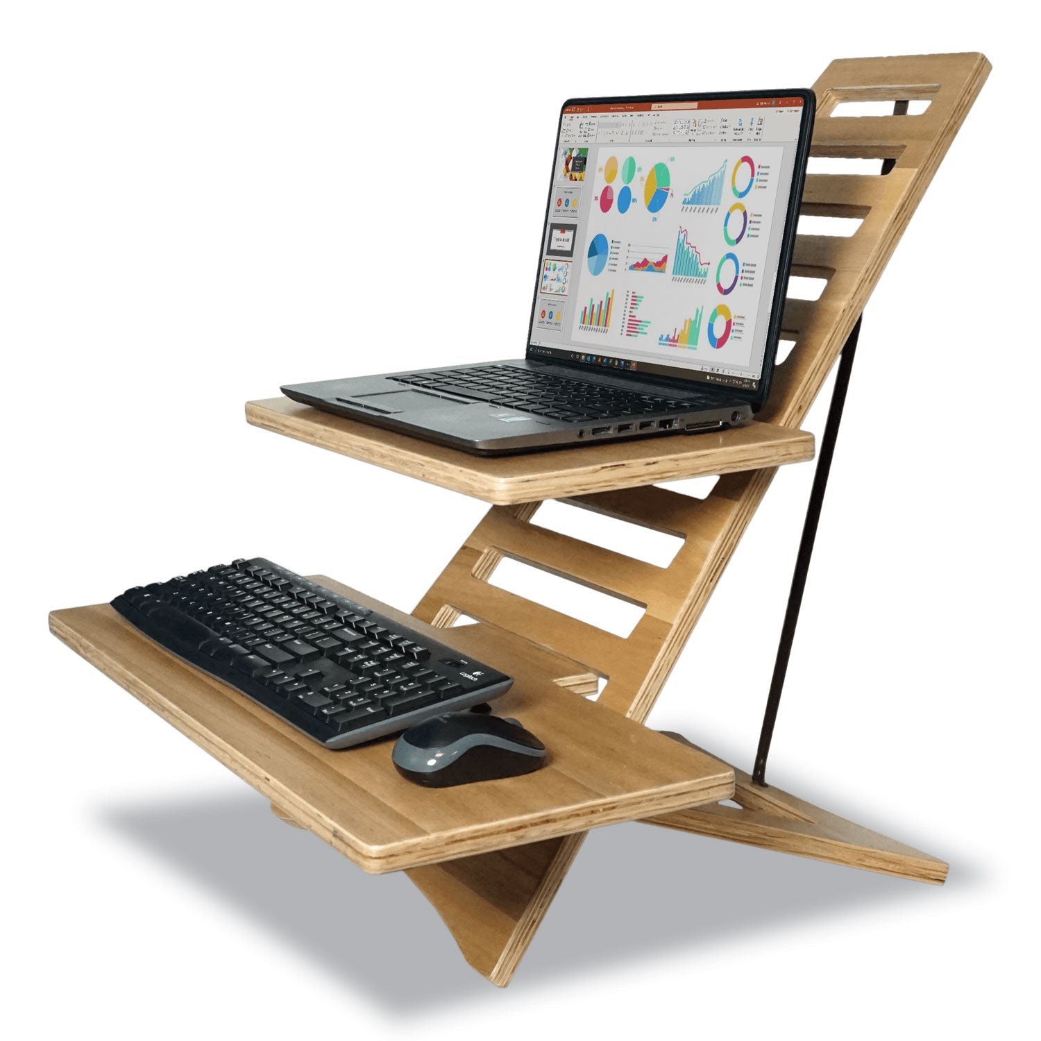 High Rise Acacia Wood Laptop Standing Desk | Brown