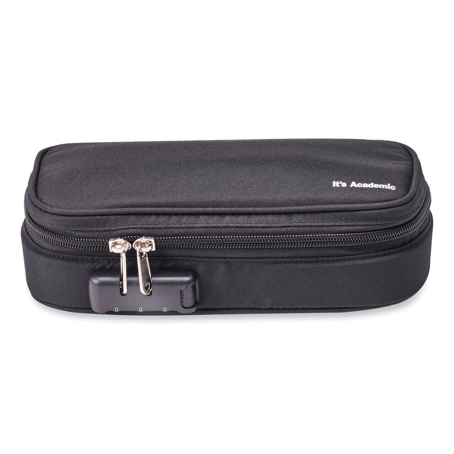 Bostitch® It's Academic Locking Pencil Case, 2 Compartments, 4.75" x 2.5" x 2.5", Black, 2/Pack