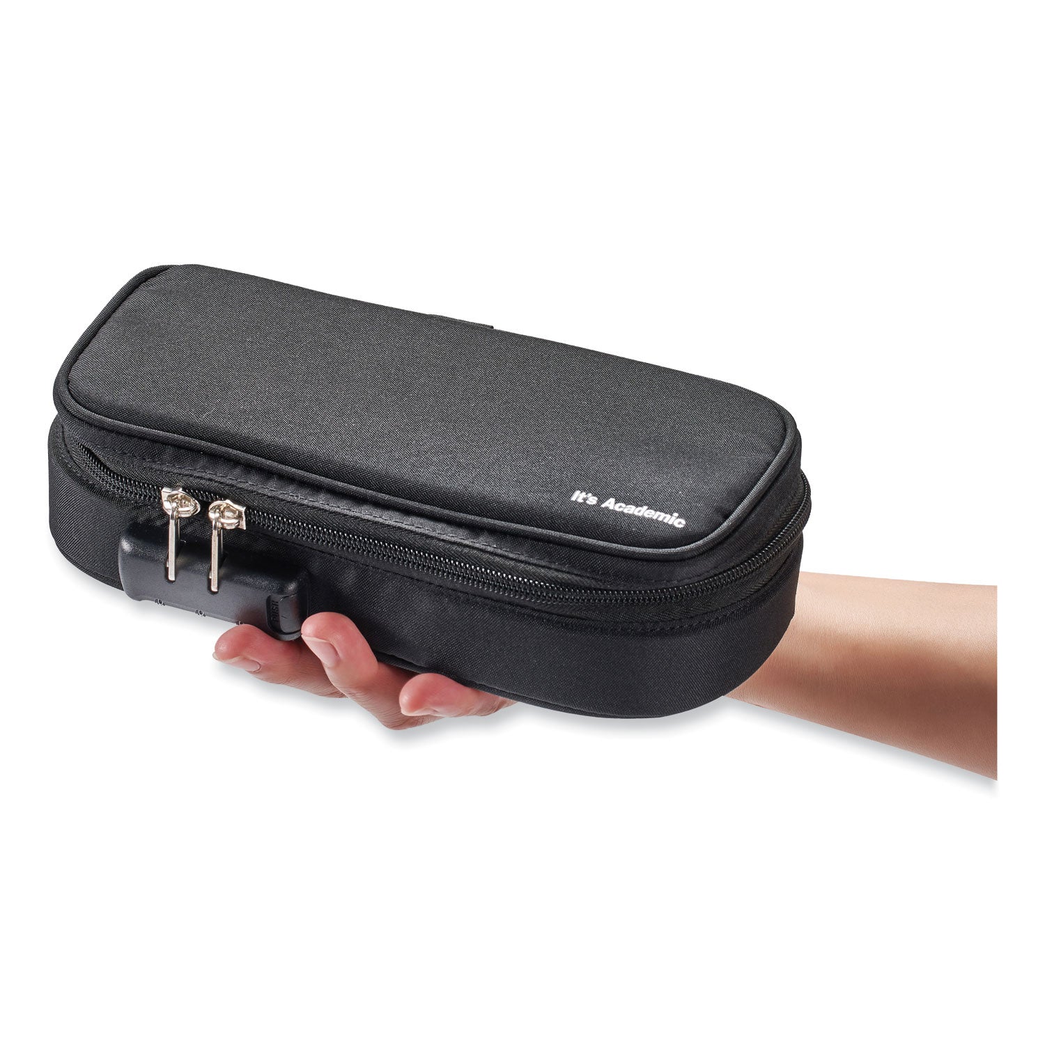 Bostitch® It's Academic Locking Pencil Case, 2 Compartments, 4.75" x 2.5" x 2.5", Black, 2/Pack