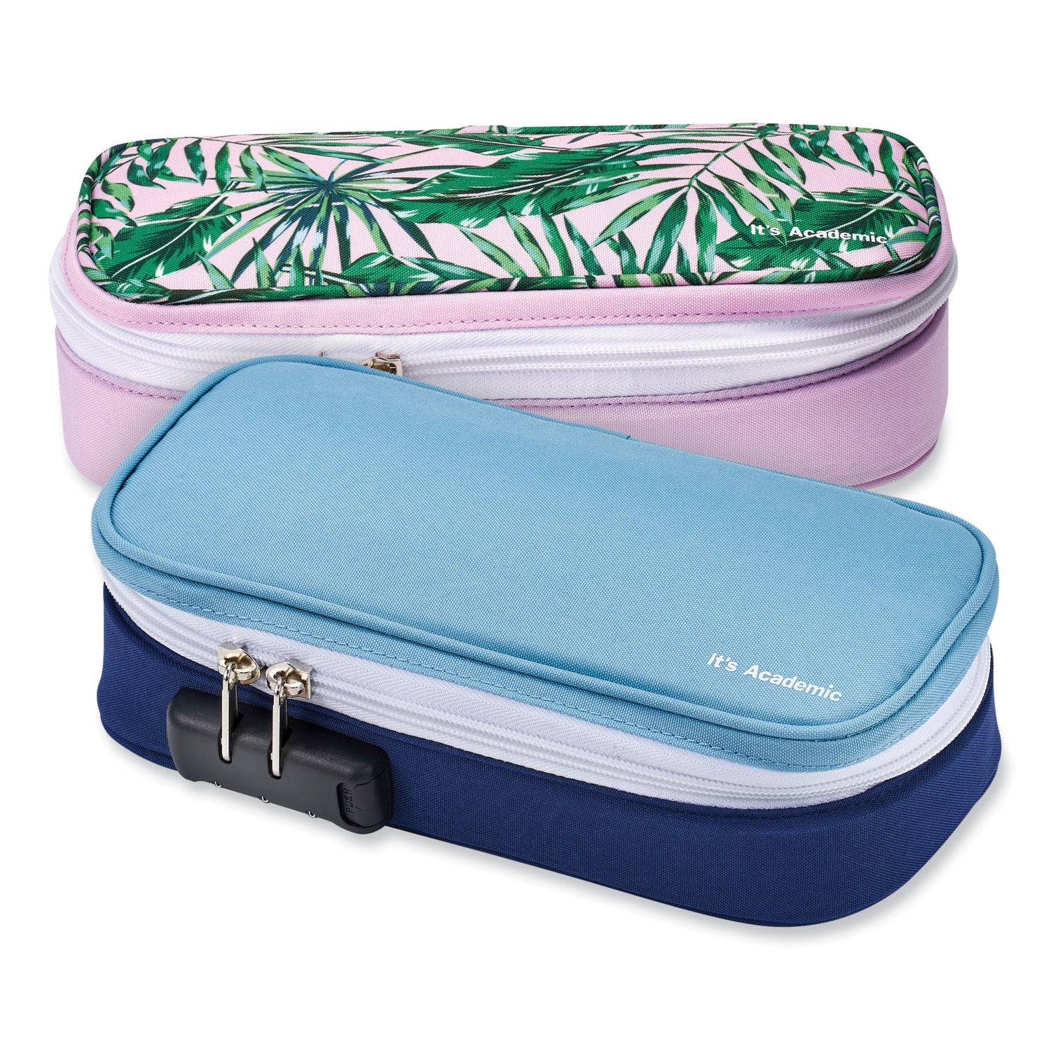 Bostitch® It's Academic Locking Pencil Case, 2 Compartments, 4.75" x 2.5" x 2.5", Assorted Colors, 2/Pack