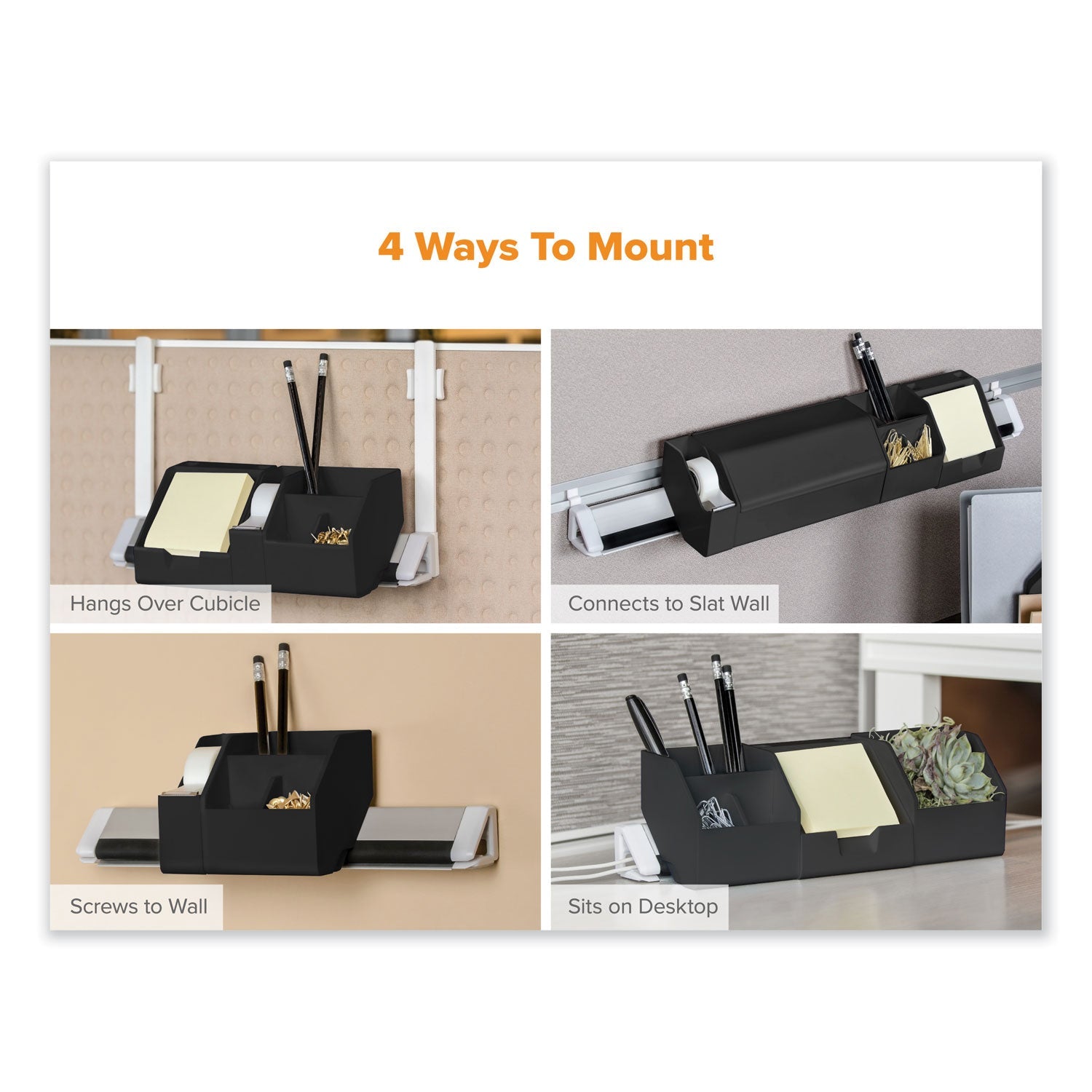 Bostitch® Konnect Desk Organizer and Cable Management 12-Piece Kit, Plastic, Black
