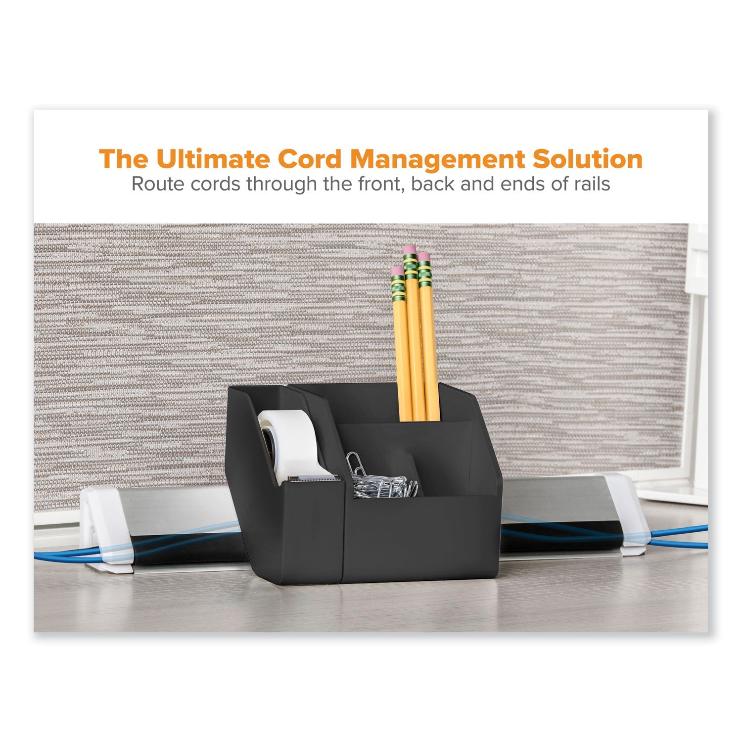 Bostitch® Konnect Desk Organizer and Cable Management 12-Piece Kit, Plastic, Black