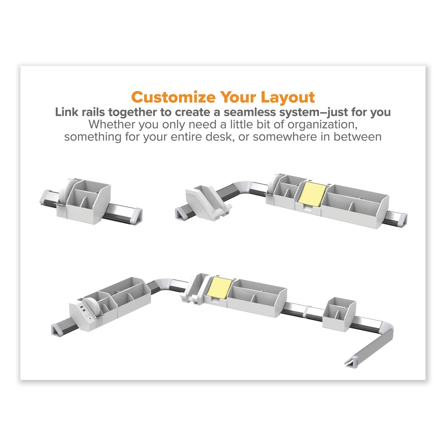 Bostitch® Konnect Desk Organizer and Cable Management 12-Piece Kit, Plastic, White