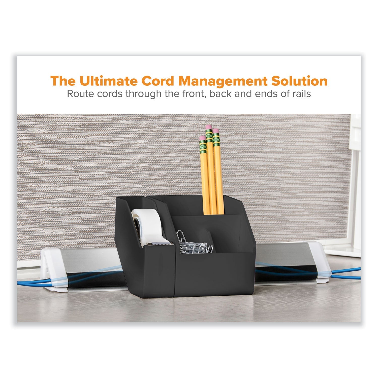 Bostitch® Konnect Desk Organizer and Cable Management 14-Piece Kit, Plastic, Black