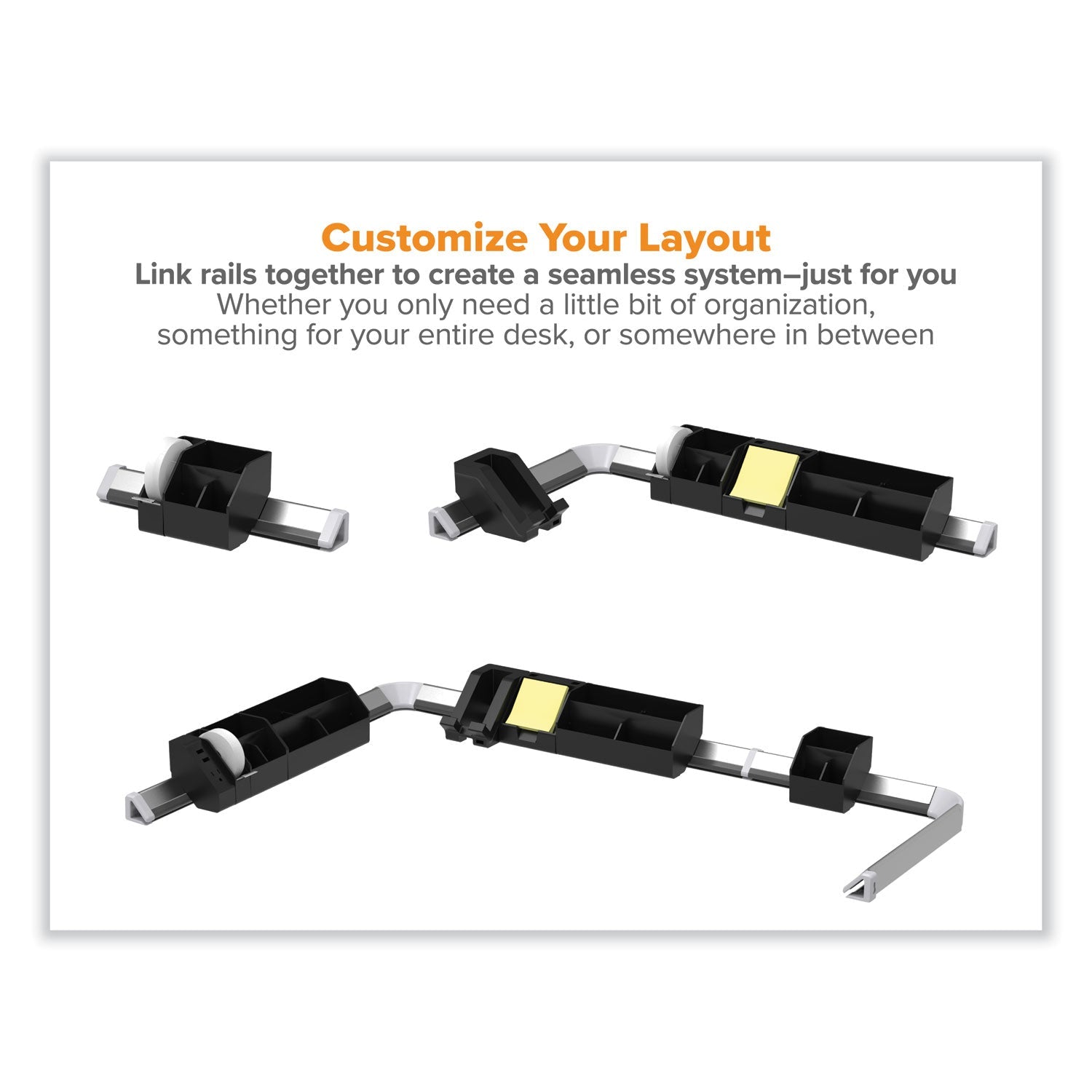 Bostitch® Konnect Desk Organizer and Cable Management 14-Piece Kit, Plastic, Black