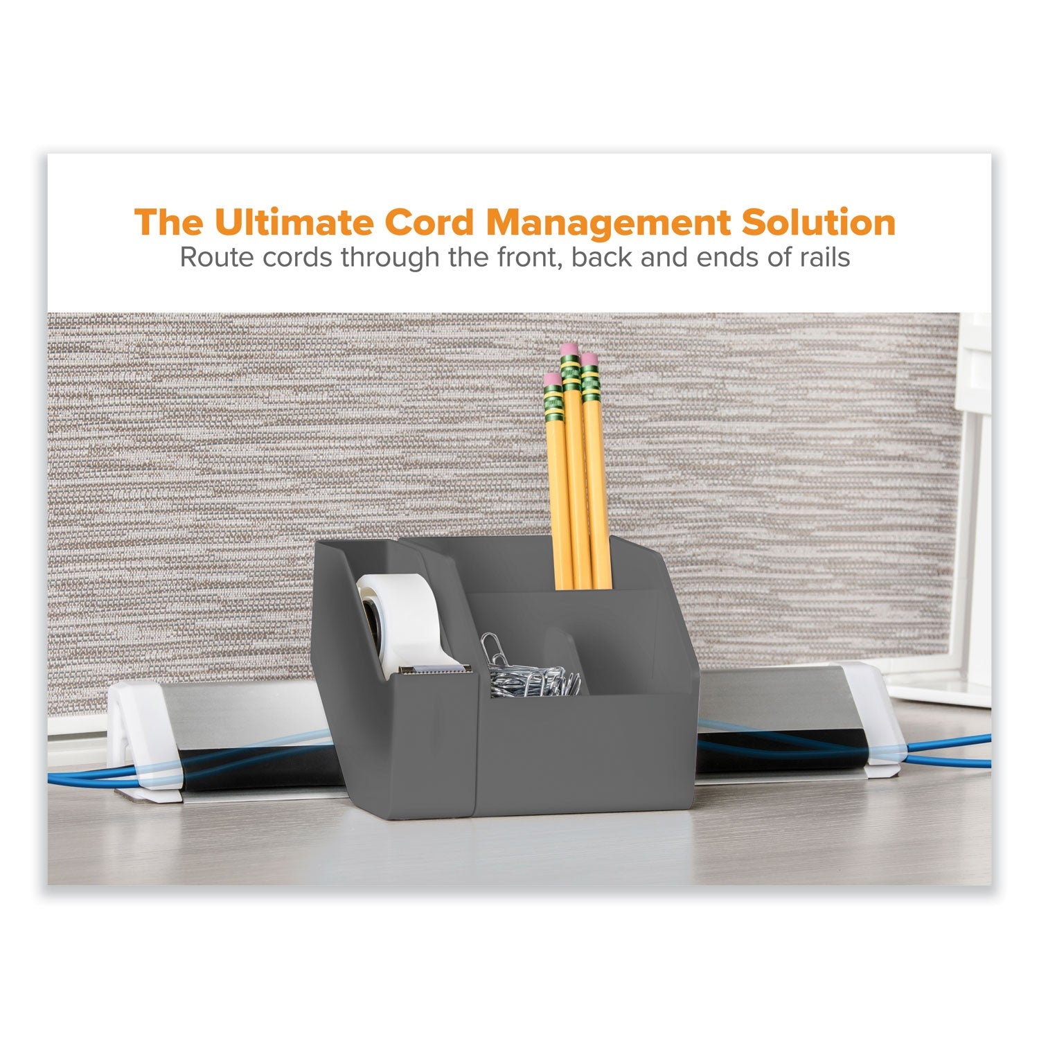 Bostitch® Konnect Desk Organizer and Cable Management 14-Piece Kit, Plastic, Gray