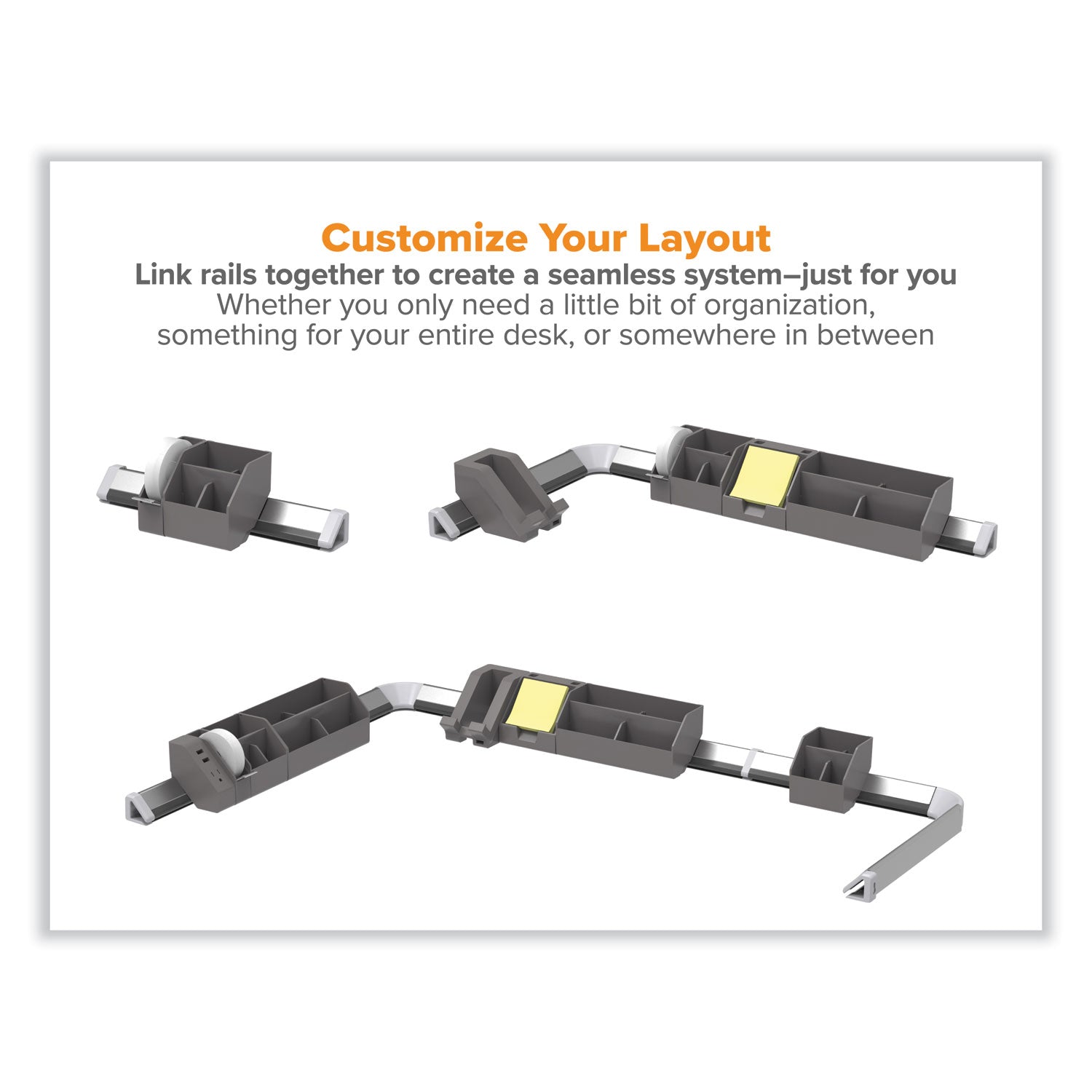 Bostitch® Konnect Desk Organizer and Cable Management 14-Piece Kit, Plastic, Gray