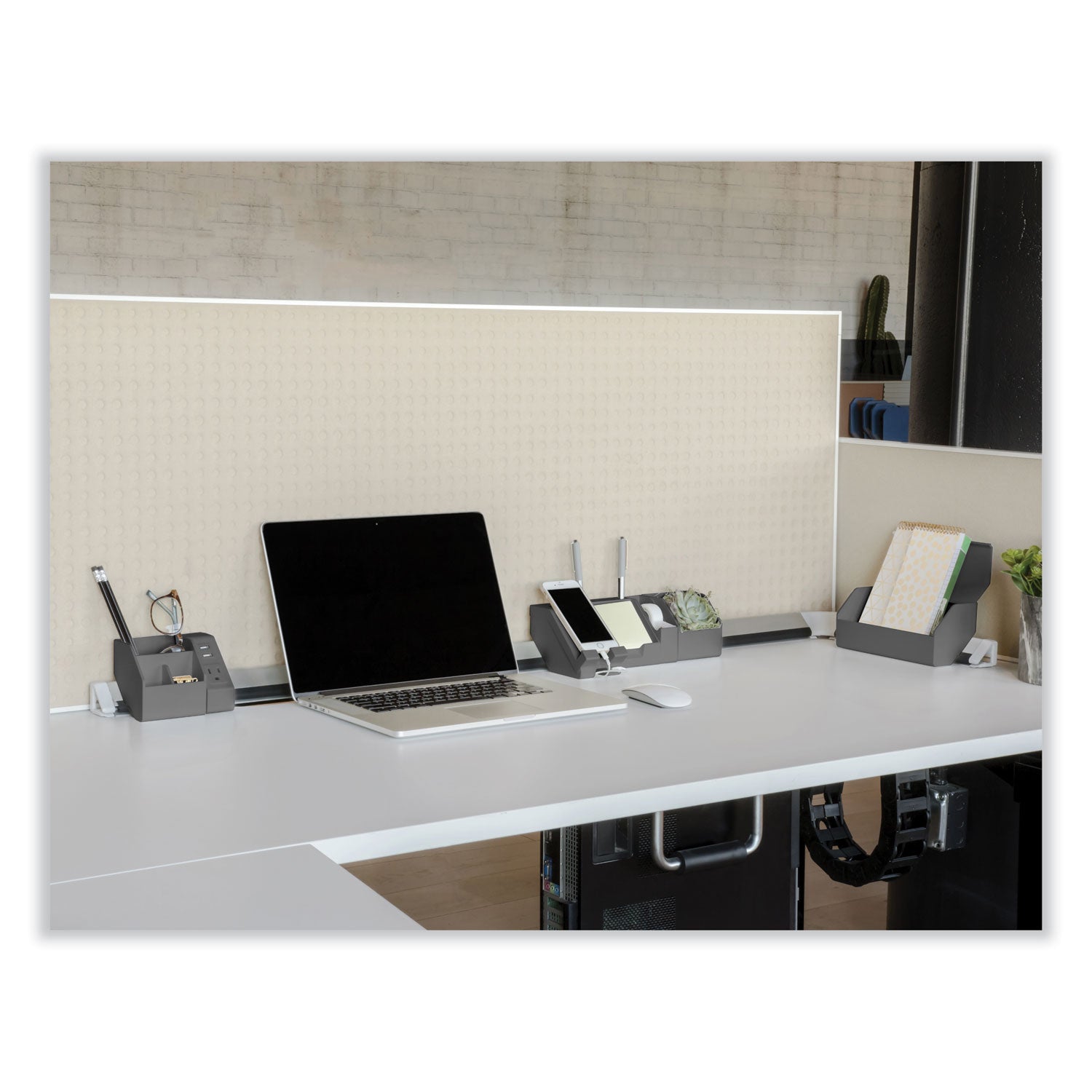 Bostitch® Konnect Desk Organizer and Cable Management 14-Piece Kit, Plastic, Gray