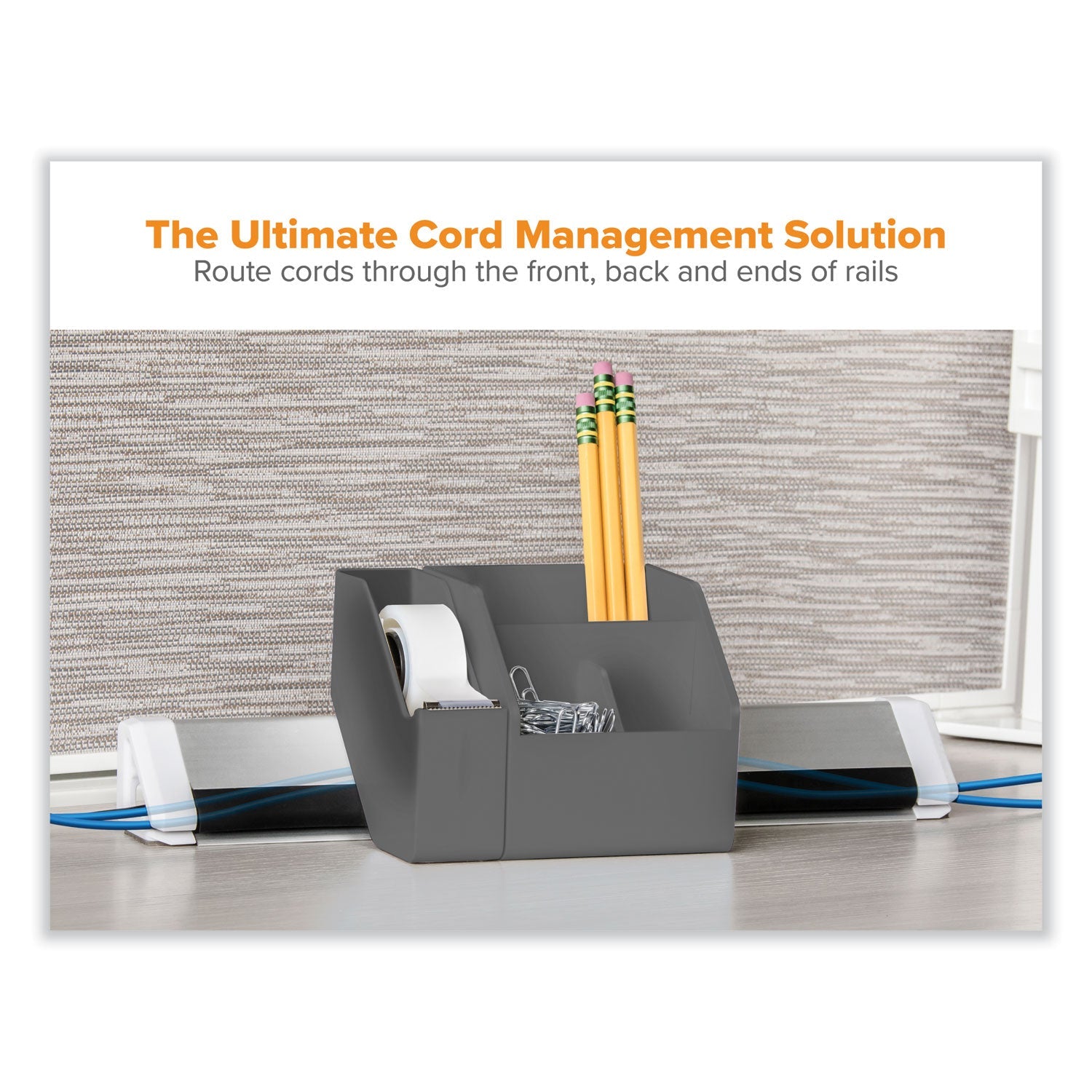 Bostitch® Konnect Desk Organizer and Cable Management 17-Piece Kit, Plastic, Gray